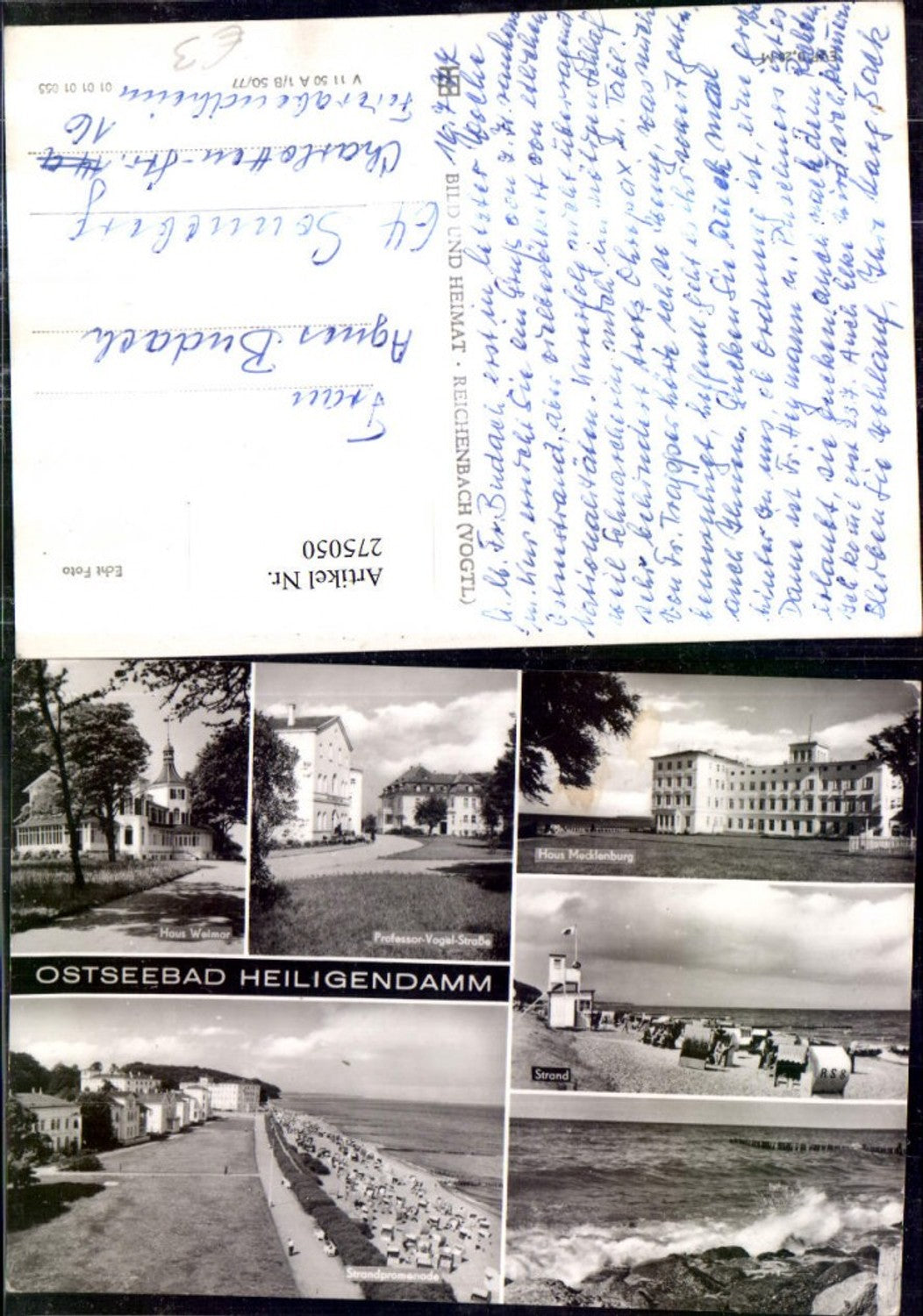 275050,Ostseebad Heiligendamm Strand Promenade Haus Mecklenburg u. Weimar Mehrbildkarte