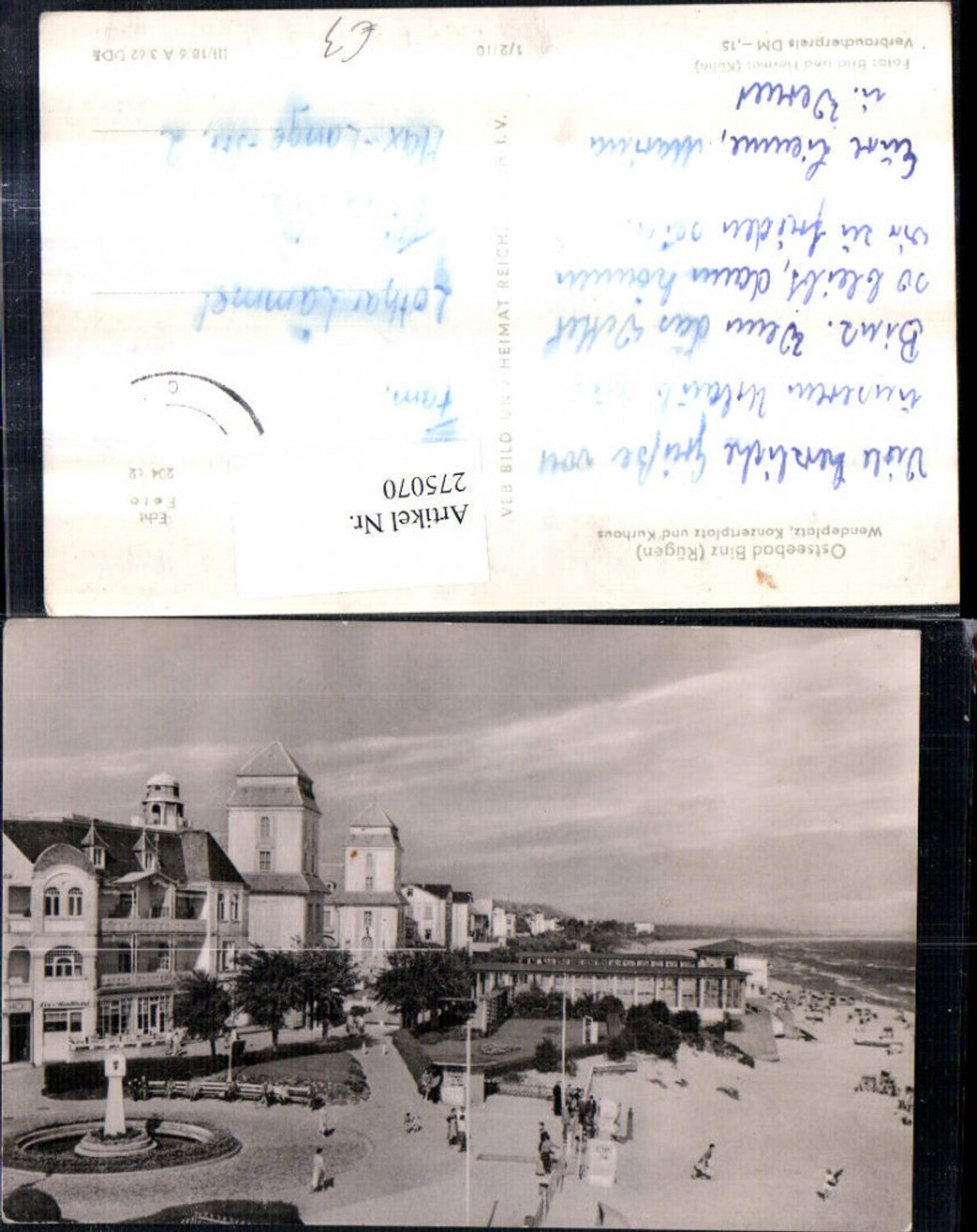 275070,Ostseebad Binz auf Rügen Wendeplatz Konzertplatz u. Kurhaus pub VEB 1/2110