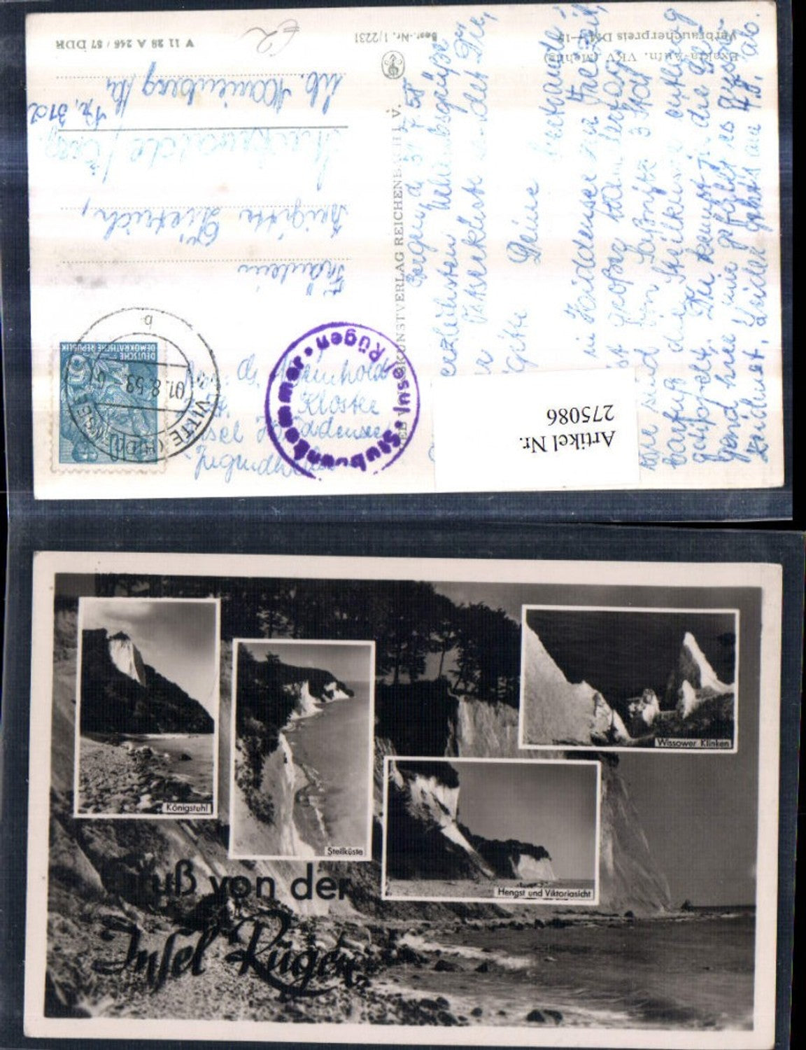 275086,Insel Rügen Königstuhl Steilküste Hengst Wissower Klinken Mehrbildkarte pub VEB 1/2231