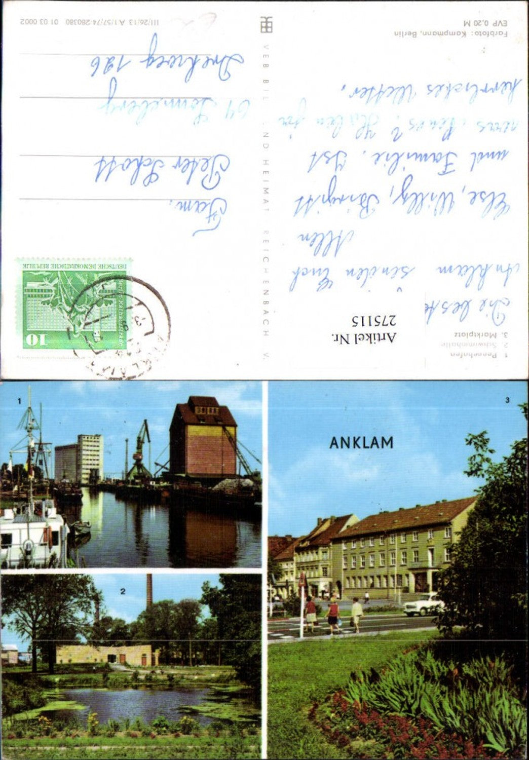 275115,Anklam Peenehafen Hafen Schwimmhalle Marktplatz Mehrbildkarte pub VEB