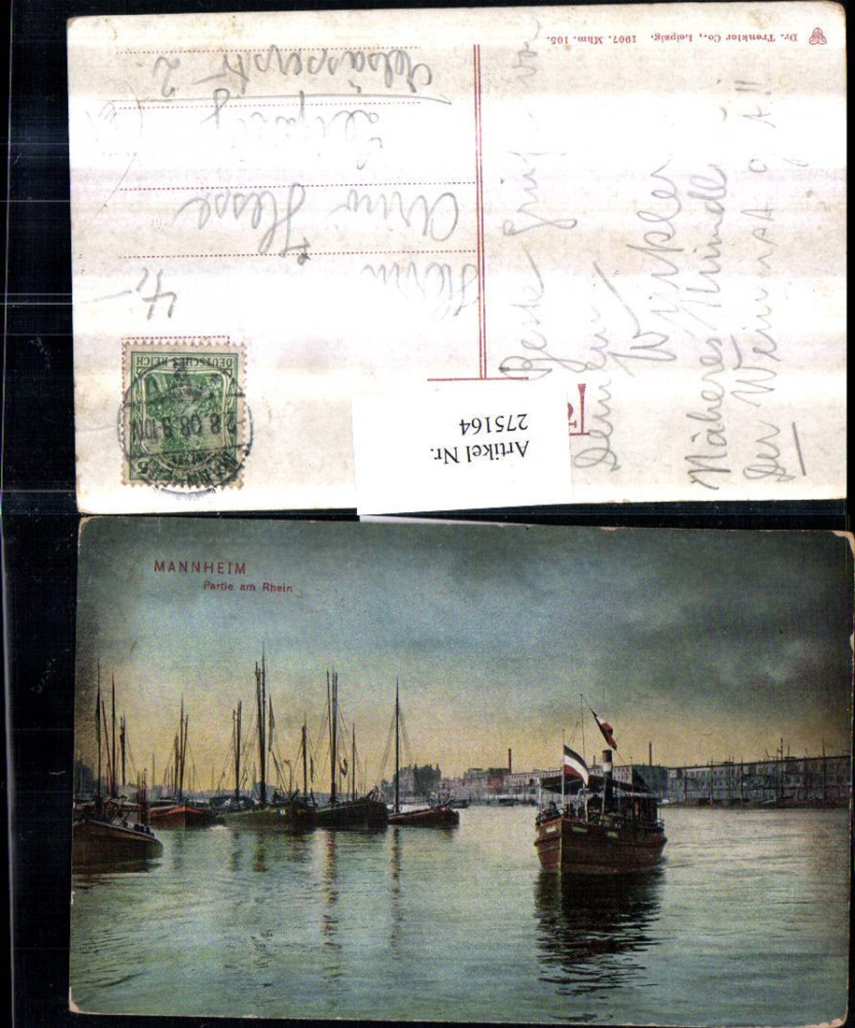 275164,Mannheim Partie am Rhein Boote Dampfer Segelboote
