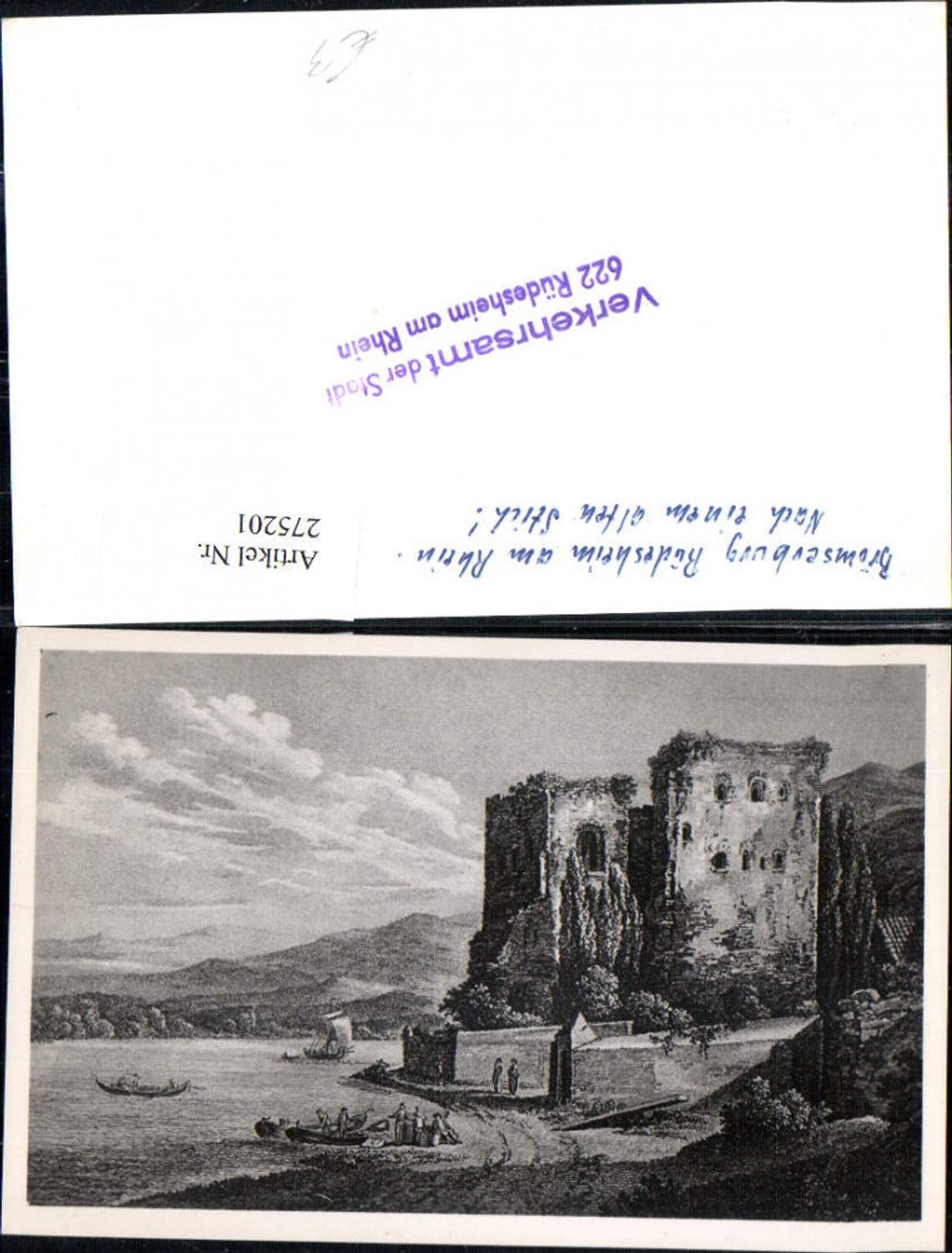 275201,Künstler AK Stich Brömserburg Rüdesheim am Rhein