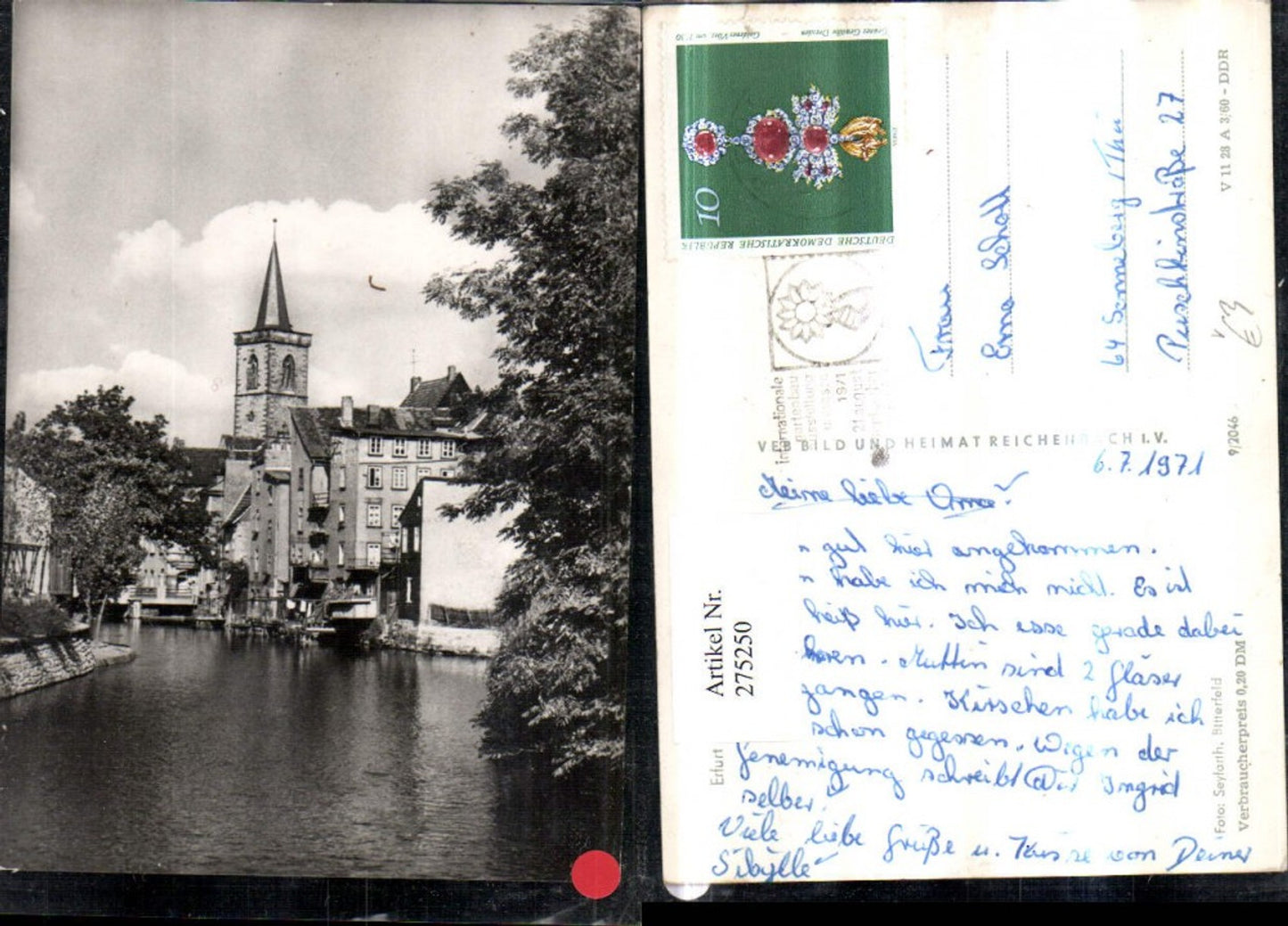 275250, Erfurt, part of the Gera church tower, pub VEB 9/2046