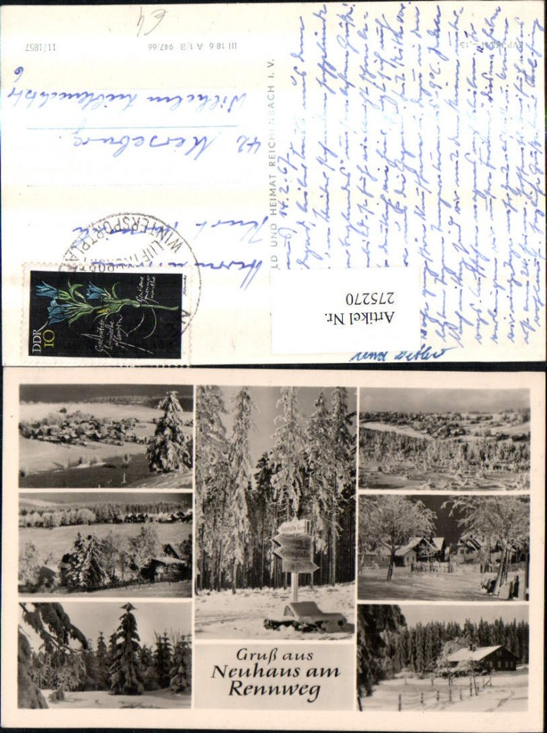 275270, Neuhaus am Rennweg Total signpost forest winter pictures multi-image map