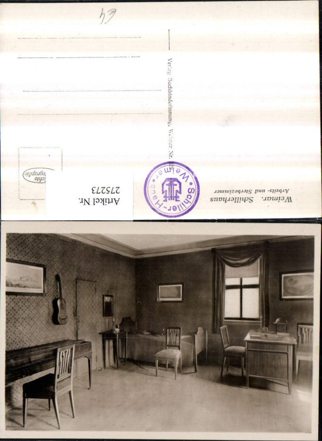 275273,Weimar Schillerhaus Arbeits- u. Sterbezimmer Innenansicht