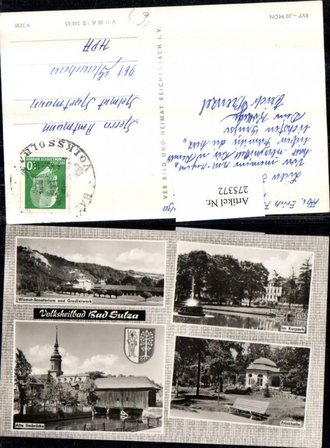 275372, Bad Sulza Kurpark Trinkhalle Ilmbrücke Gradierwerk Sanatorium Mehrbildkarte pub VEB
