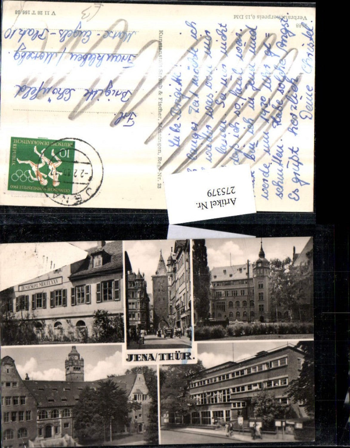 275379,Jena Straßenansicht Tor Turm Gebäude Rathaus Mehrbildkarte