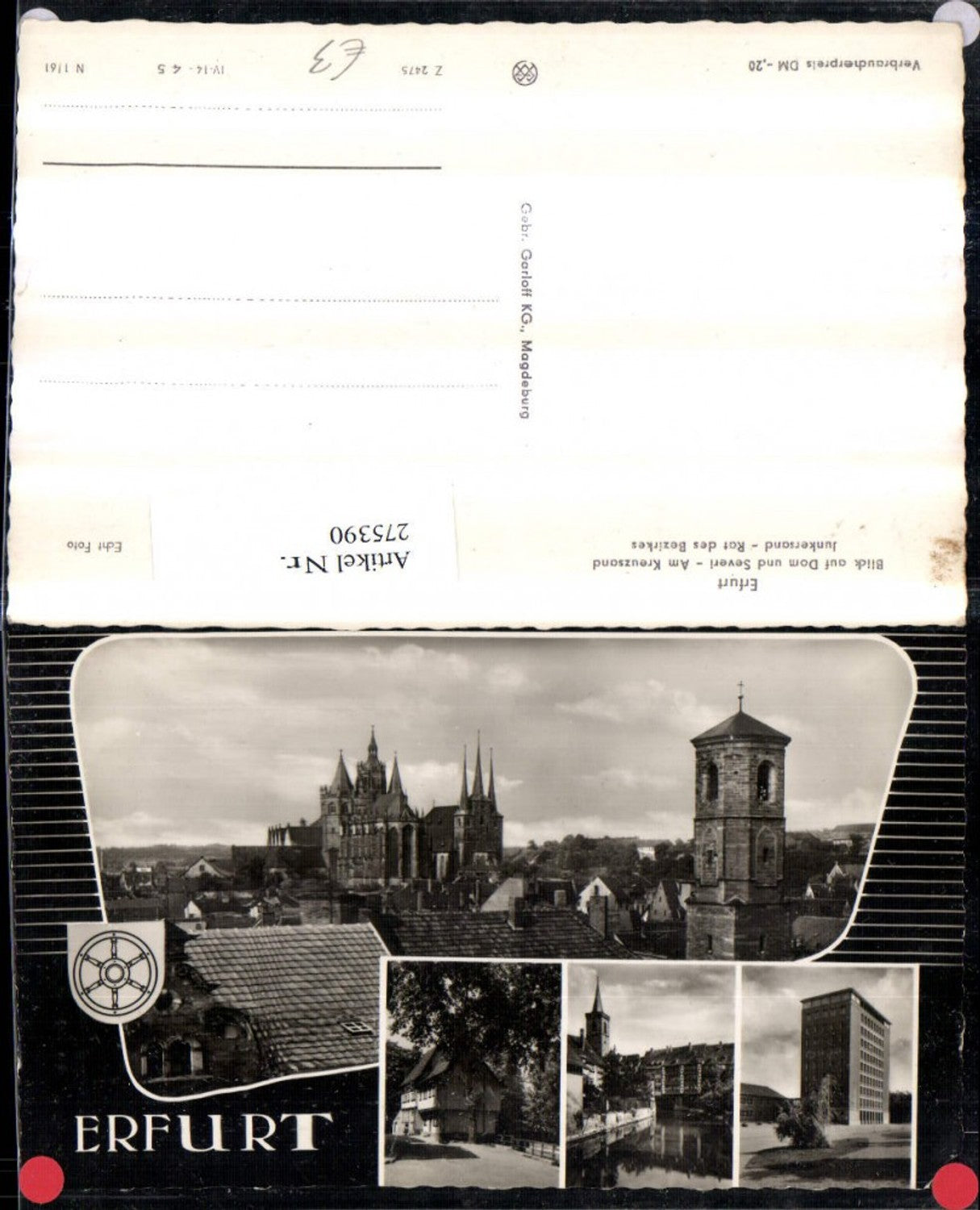 275390,Erfurt Blick auf Dom u. Severi Kreuzsand Junkersand Rat d. Bezirkes Mehrbildkarte