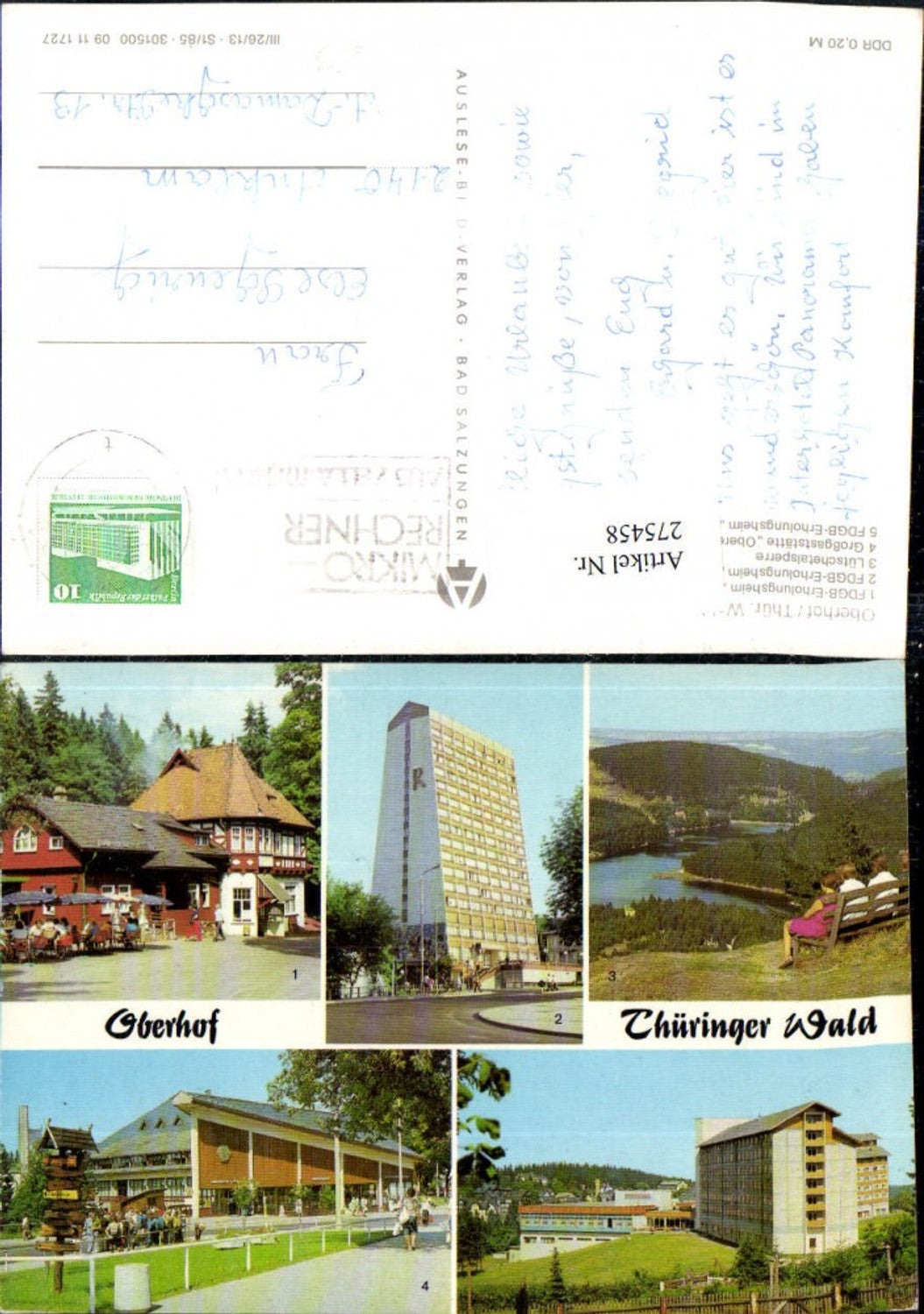 275458,Oberhof in Thüringen Erholungsheime Lütschetalsperre Großgaststätte Oberer Hof Mehrbildkarte