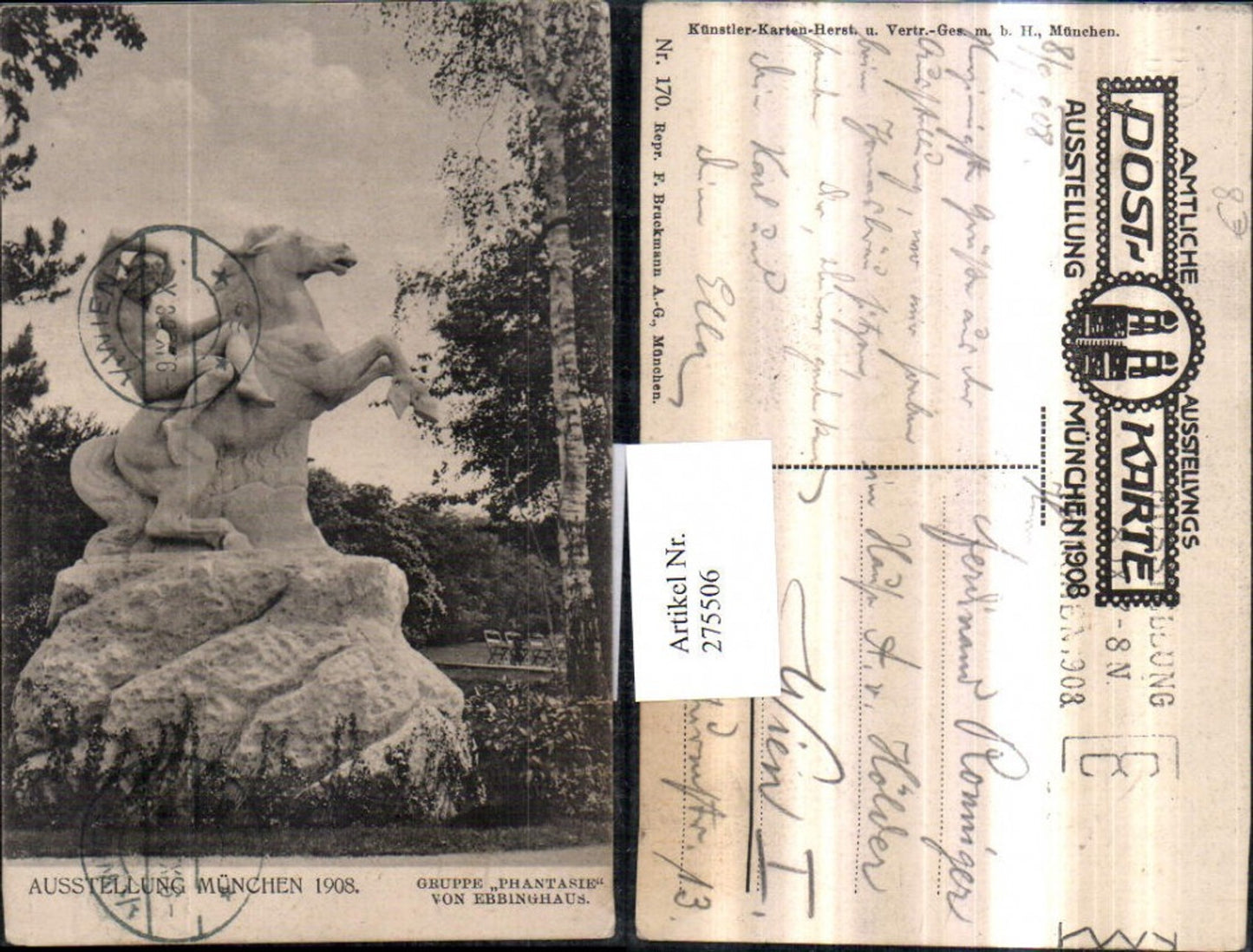 275506,München Ausstellung 1908 Gruppe Phantasie von Ebbinghaus