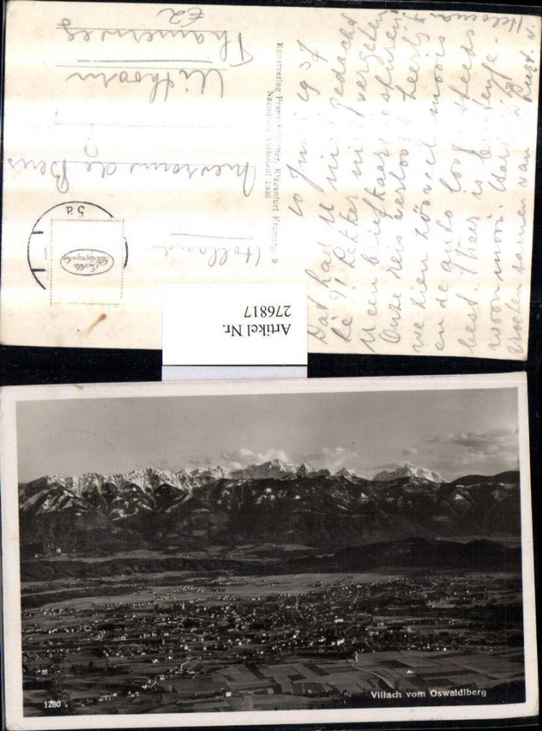276817,Villach Totale vom Oswaldiberg Bergkulisse pub Franz Schilcher 1280