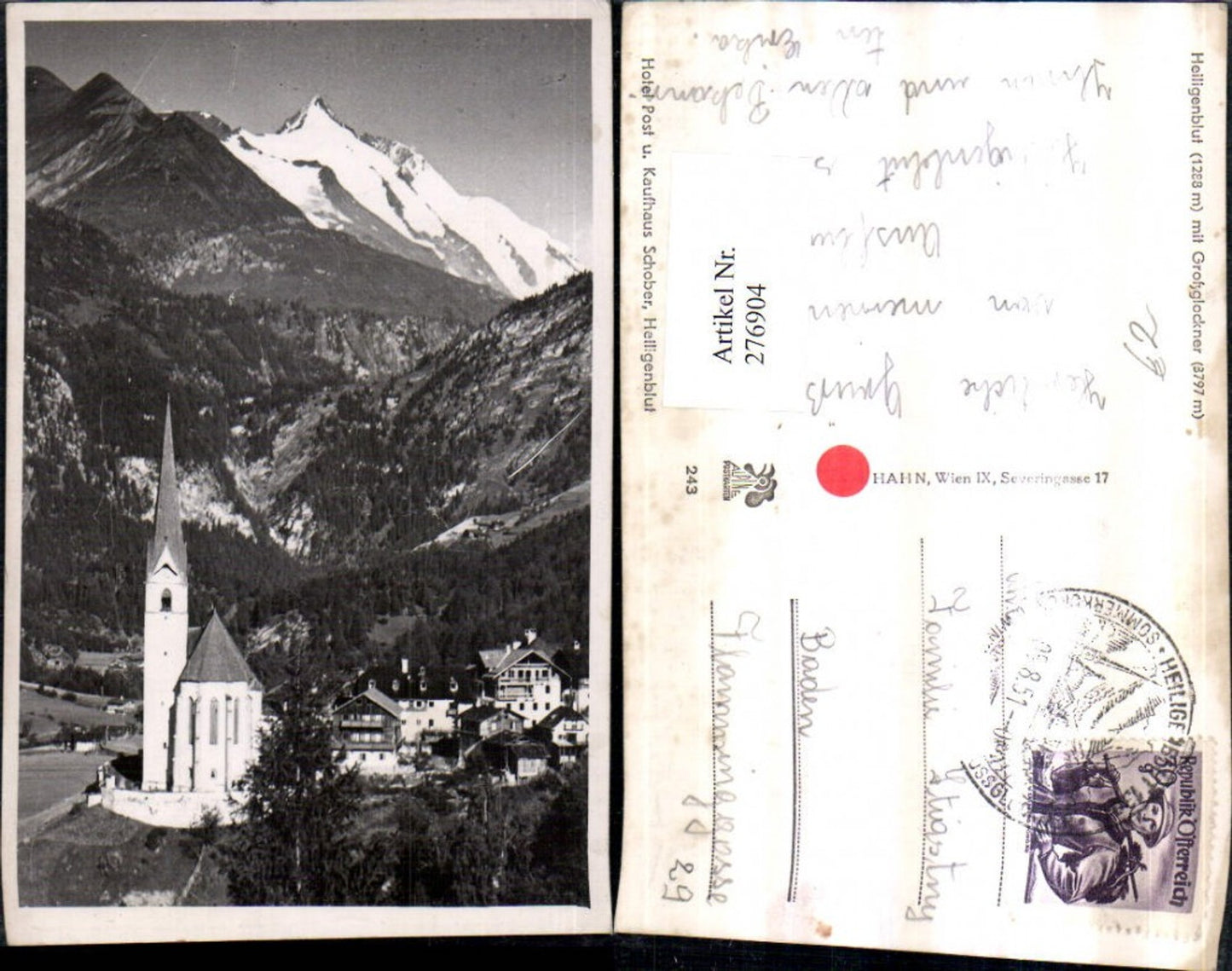 276904,Heiligenblut Teilansicht Kirche m. Großglockner Bergkulisse