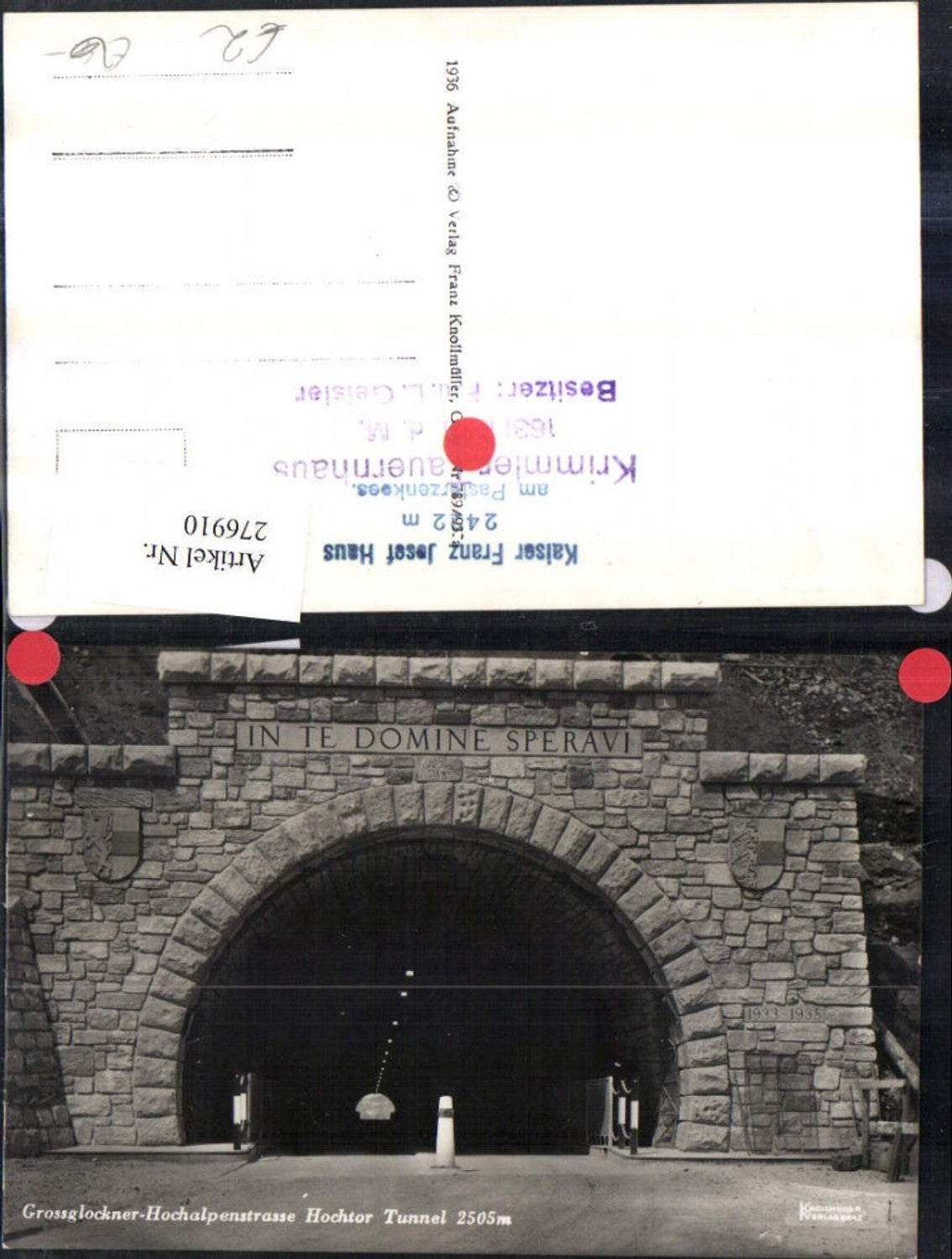 276910,Großglockner-Hochalpenstraße Hochtor Tunnel Straßenansicht