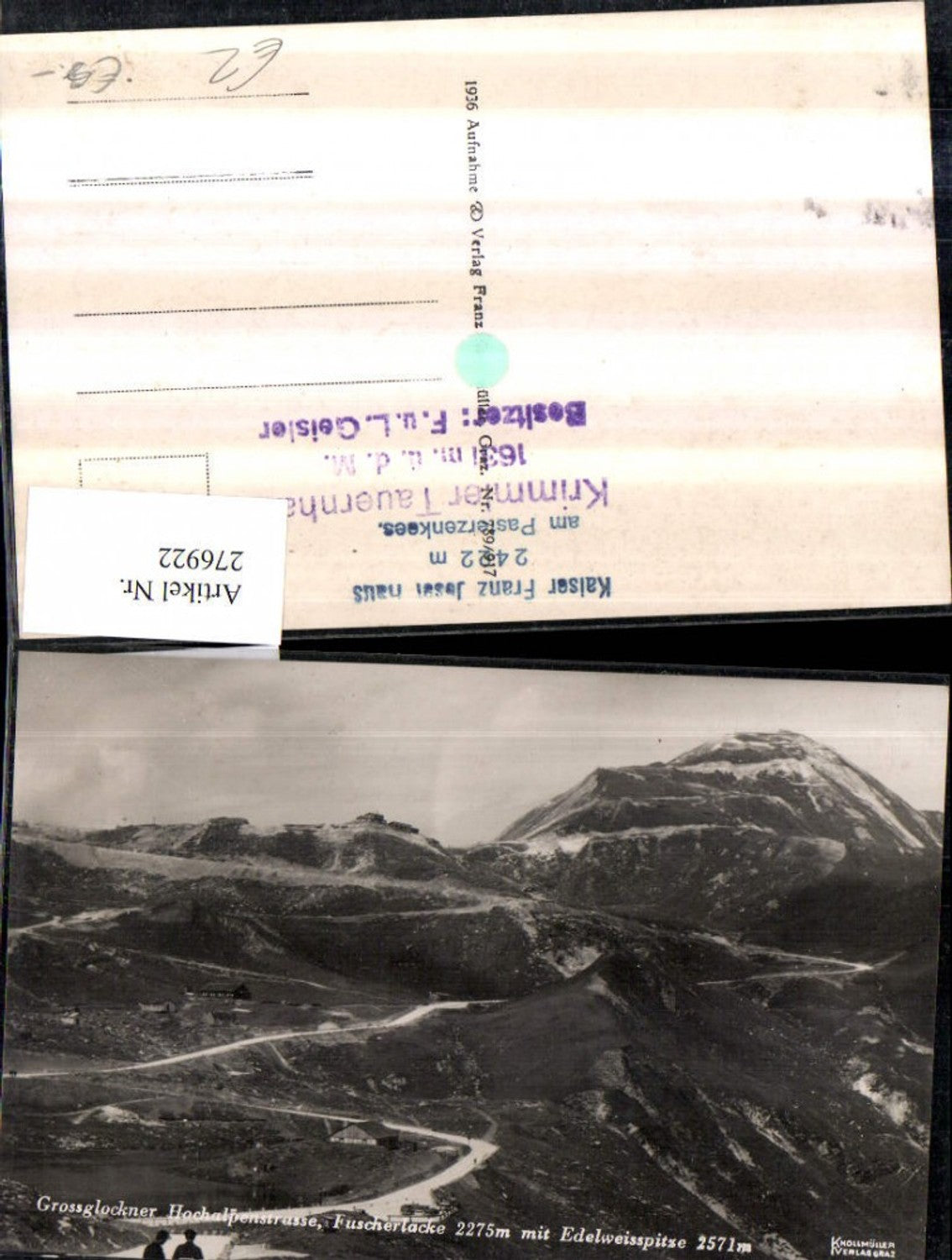 276922,Großglockner Hochalpenstraße Fuscherlacke m. Edelweißspitze Bergkulisse