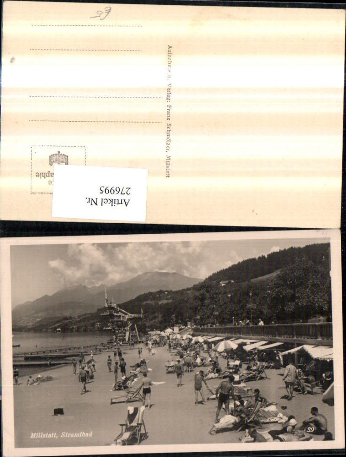 276995,Millstatt am See Strandbad Strandleben Sprungturm