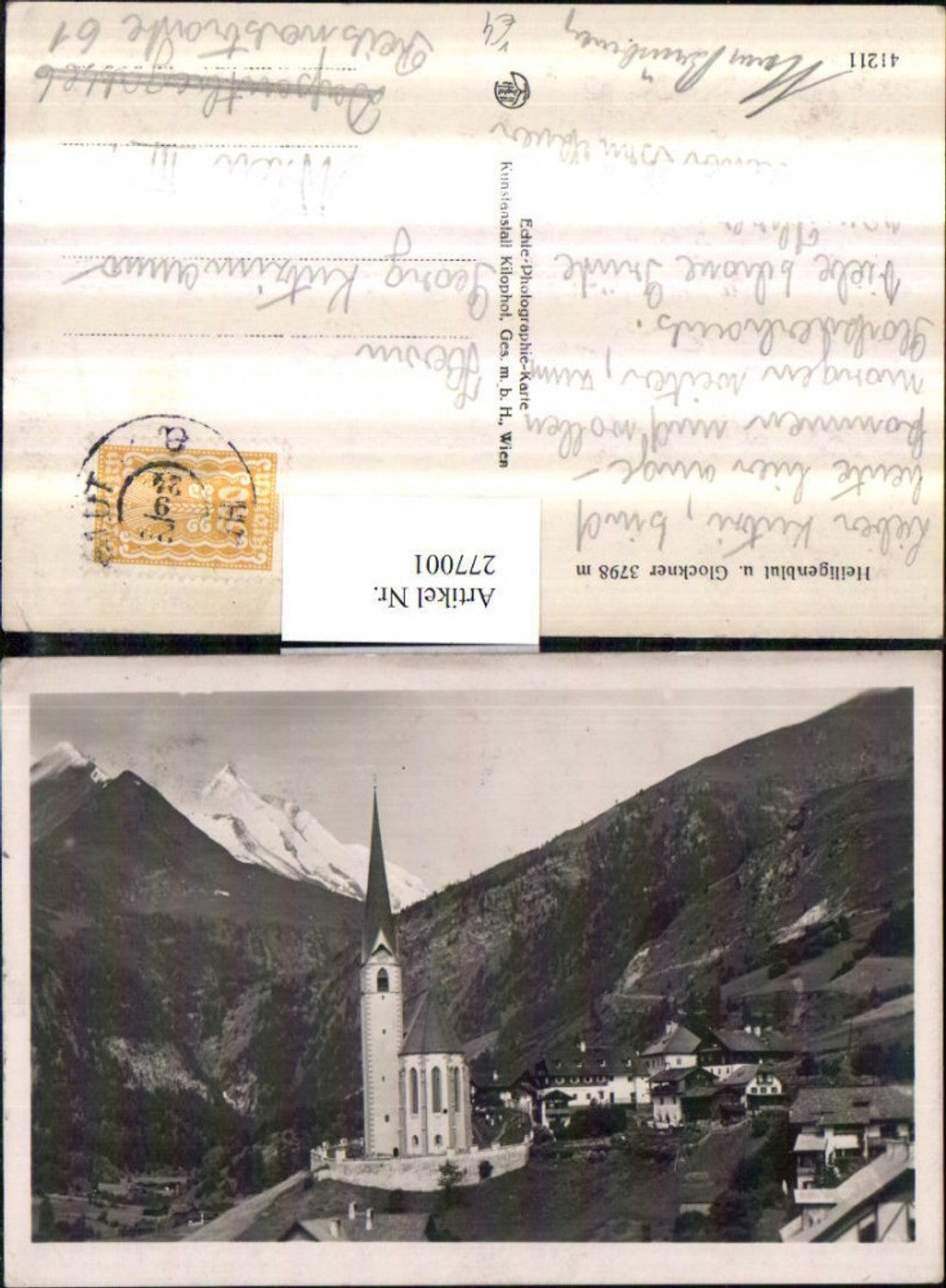 277001,Heiligenblut Teilansicht Kirche m. Großglockner Bergkulisse pub Kilophot 41211