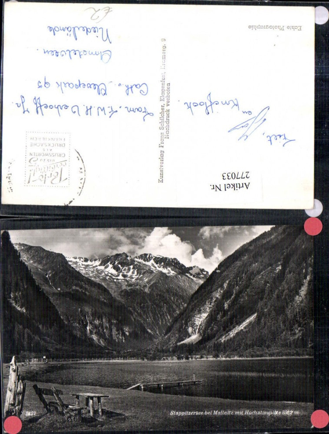 277033,Stappitzersee See b. Mallnitz m. Hochalmspitze Bergkulisse pub Franz Schilcher 2421