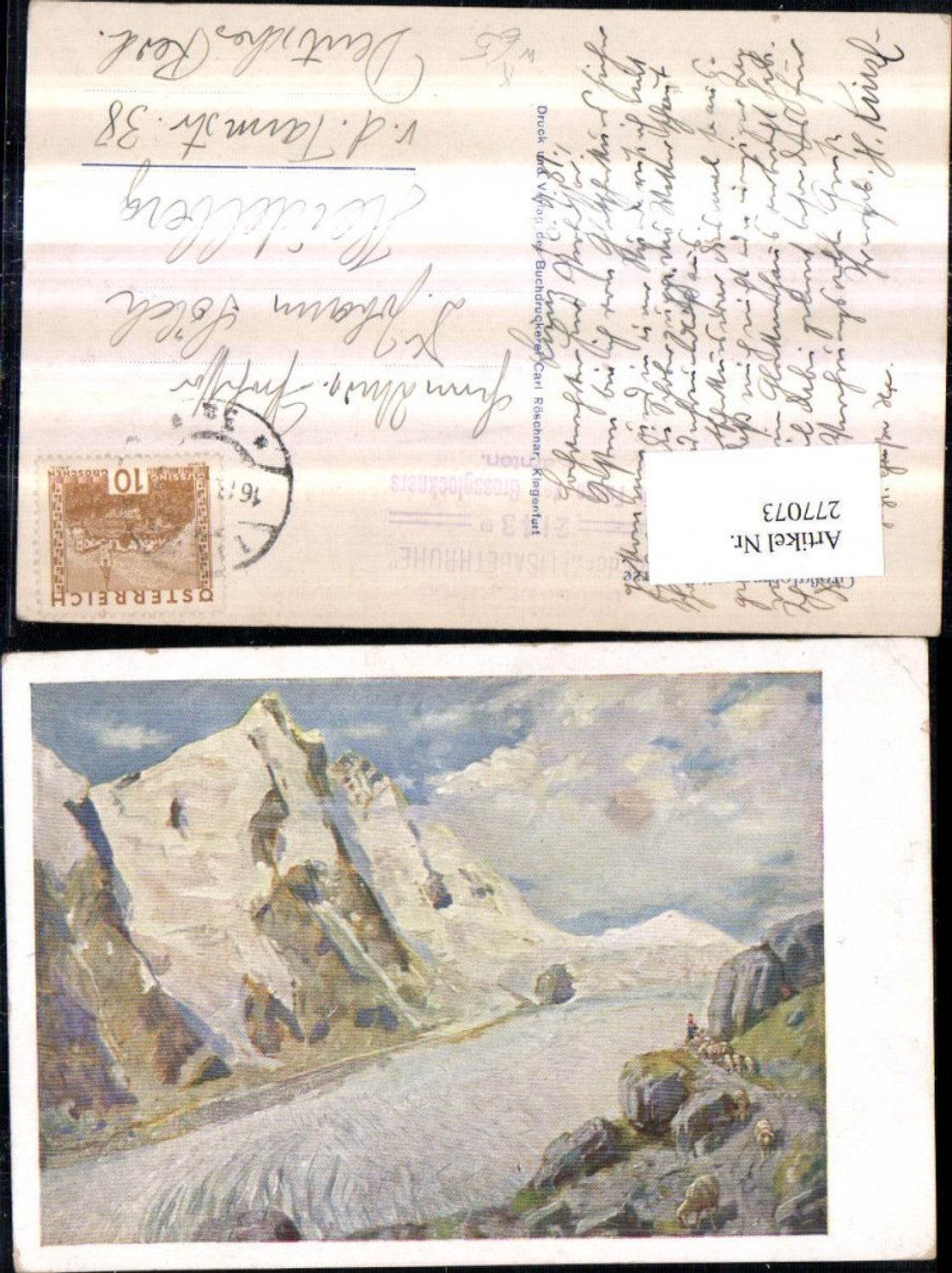 277073,Künstler AK Großglockner m. Pasterze Gletscher Bergkulisse b. Heiligenblut