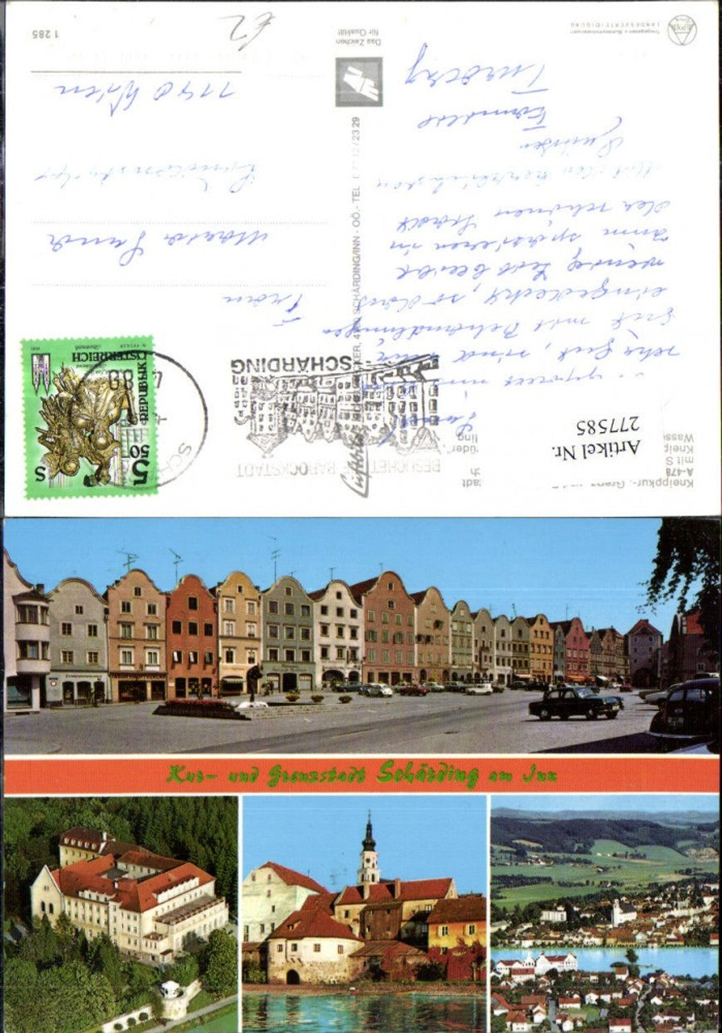 277585,Schärding am Inn Totale Hauptplatz Schloss Mehrbildkarte