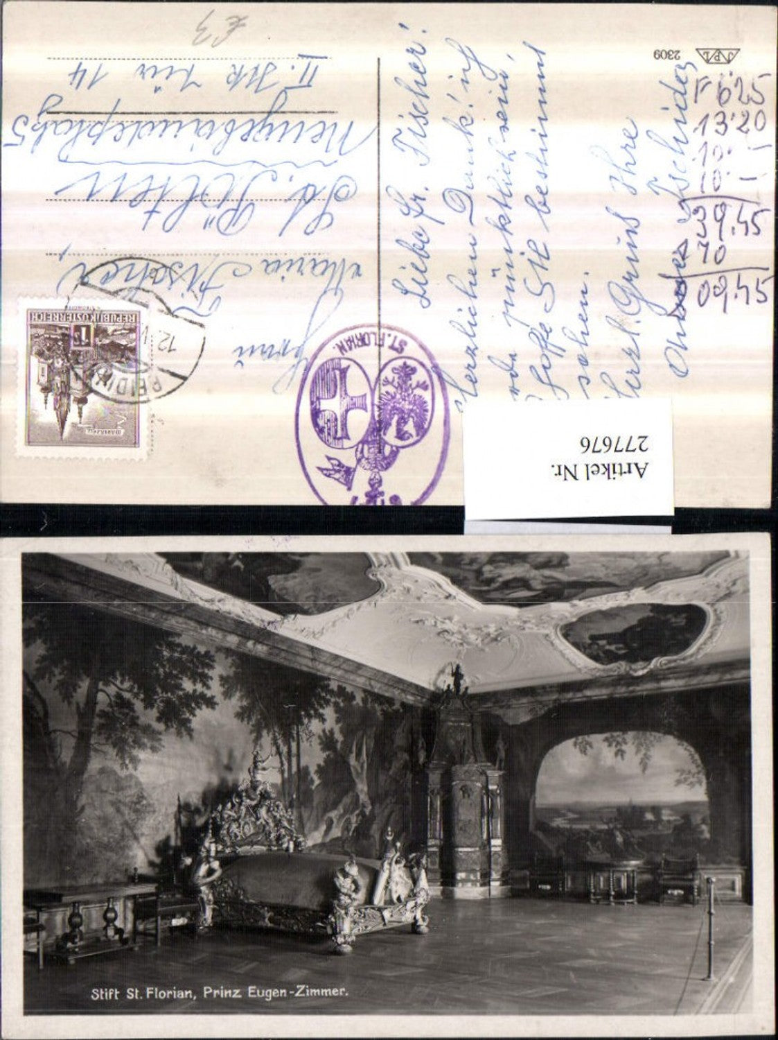 277676,Stift St. Florian Prinz Eugen-Zimmer Innenansicht