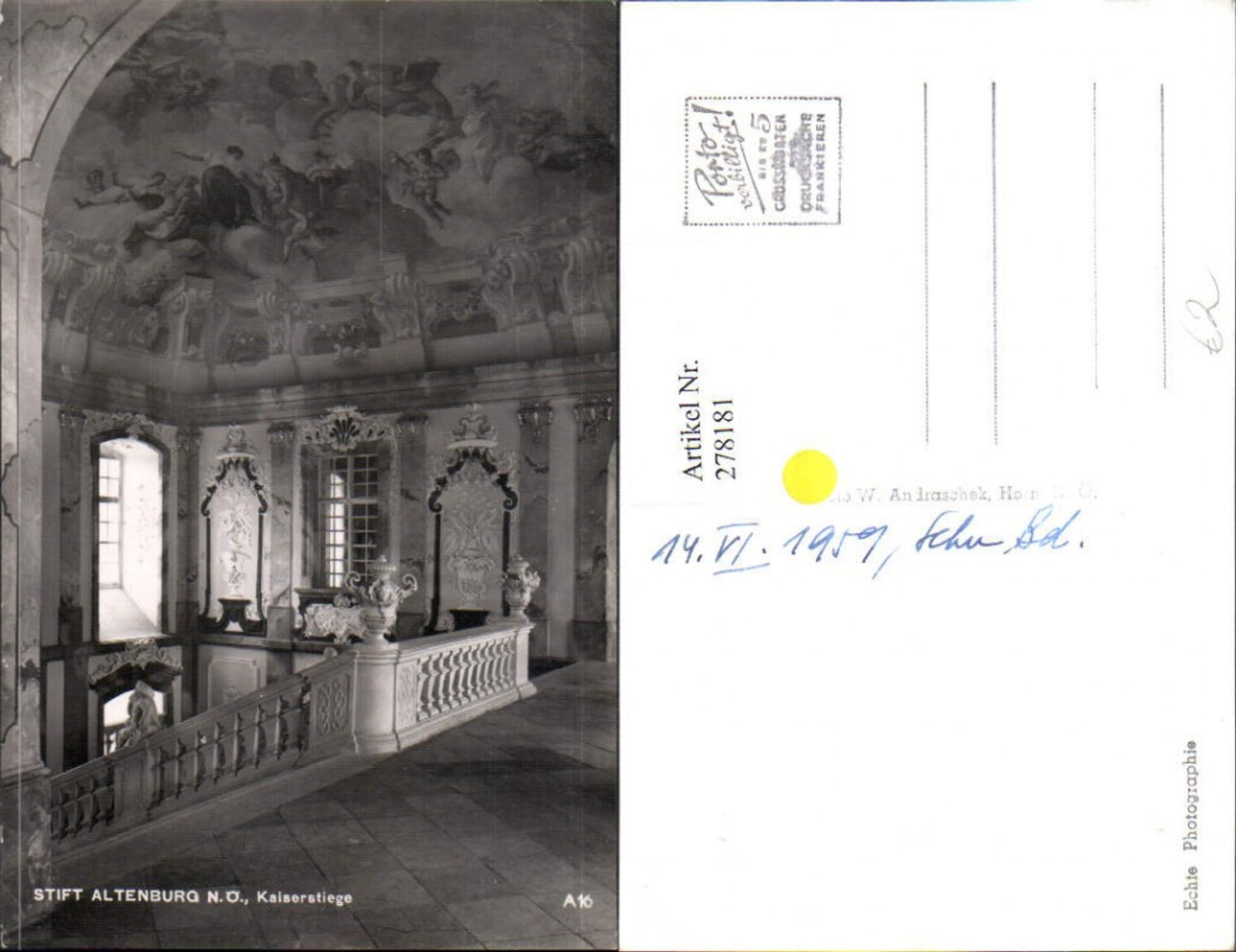 278181,Stift Altenburg Kaiserstiege Deckengemälde