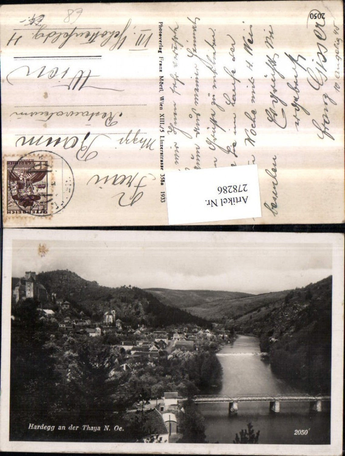 278286,Hardegg an d. Thaya Totale m. Burg Brücke
