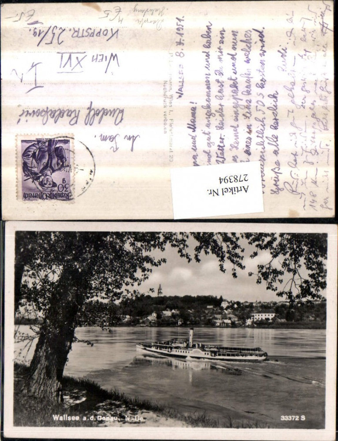 278394,Wallsee an d. Donau Teilansicht Partie Dampfer Habsburg