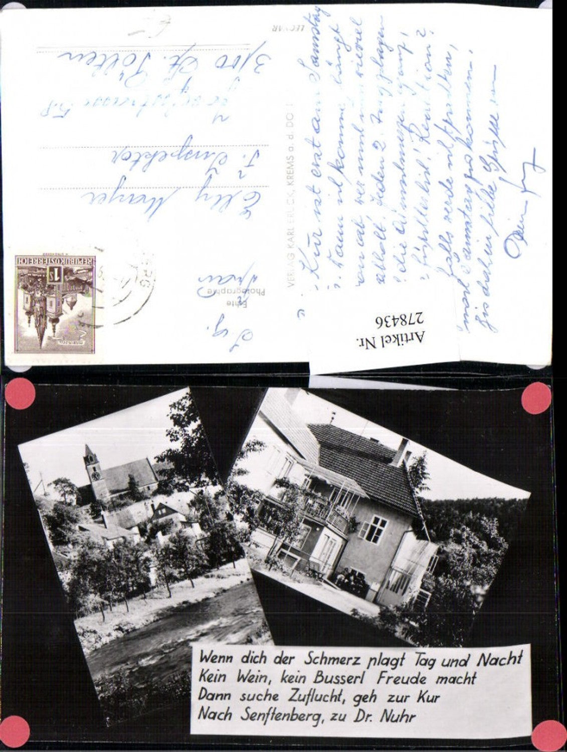 278436,Senftenberg Teilansicht Kirche Dr. Nuhr Hausansicht Mehrbildkarte Text