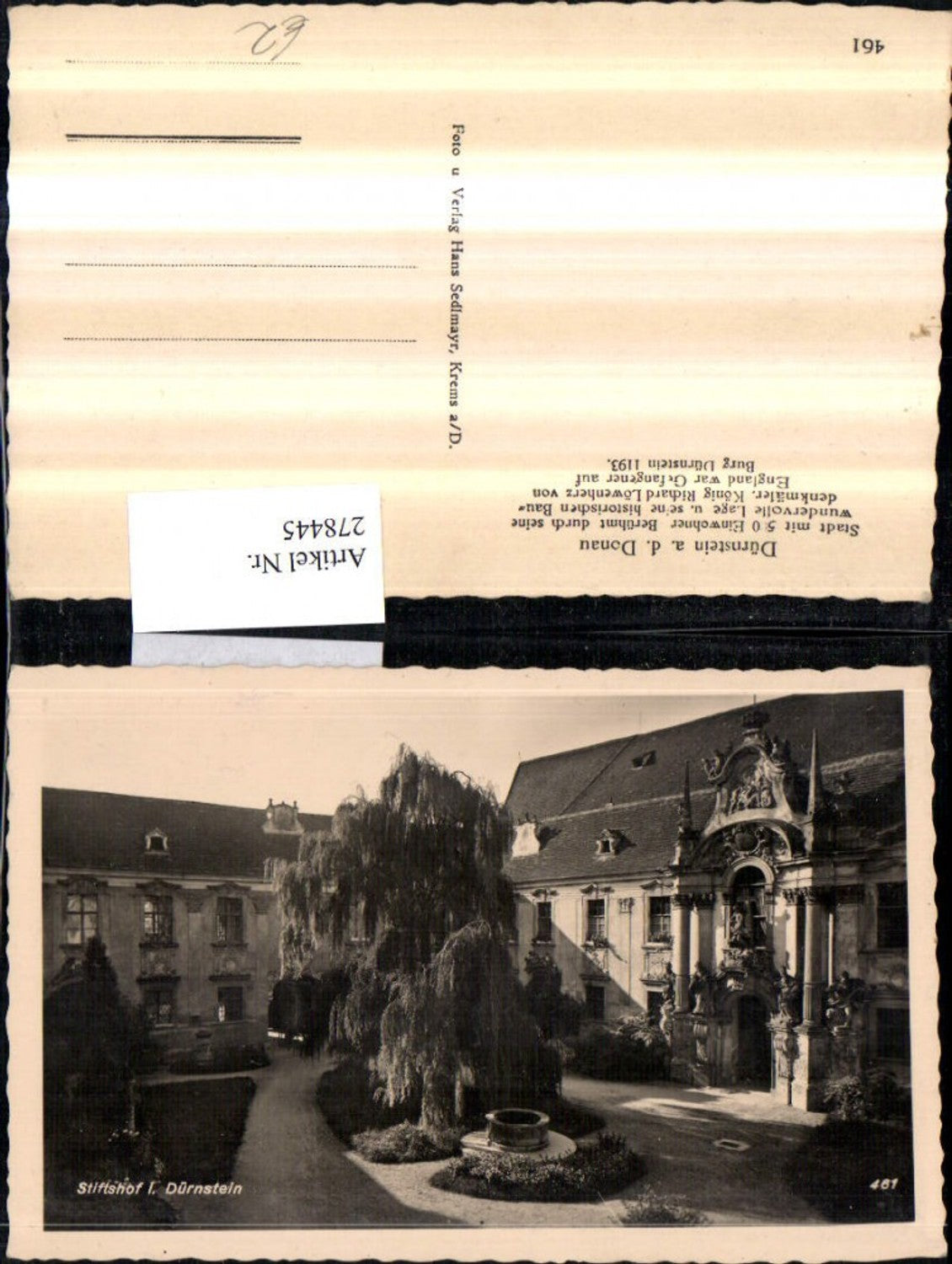 278445,Dürnstein an d. Donau Stiftshof Hof Kirchenportal Brunnen