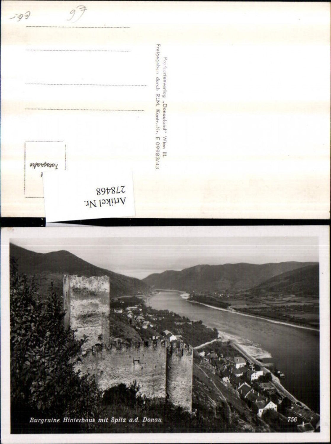 278468,Burgruine Ruine Hinterhaus m. Spitz an d. Donau Teilansicht