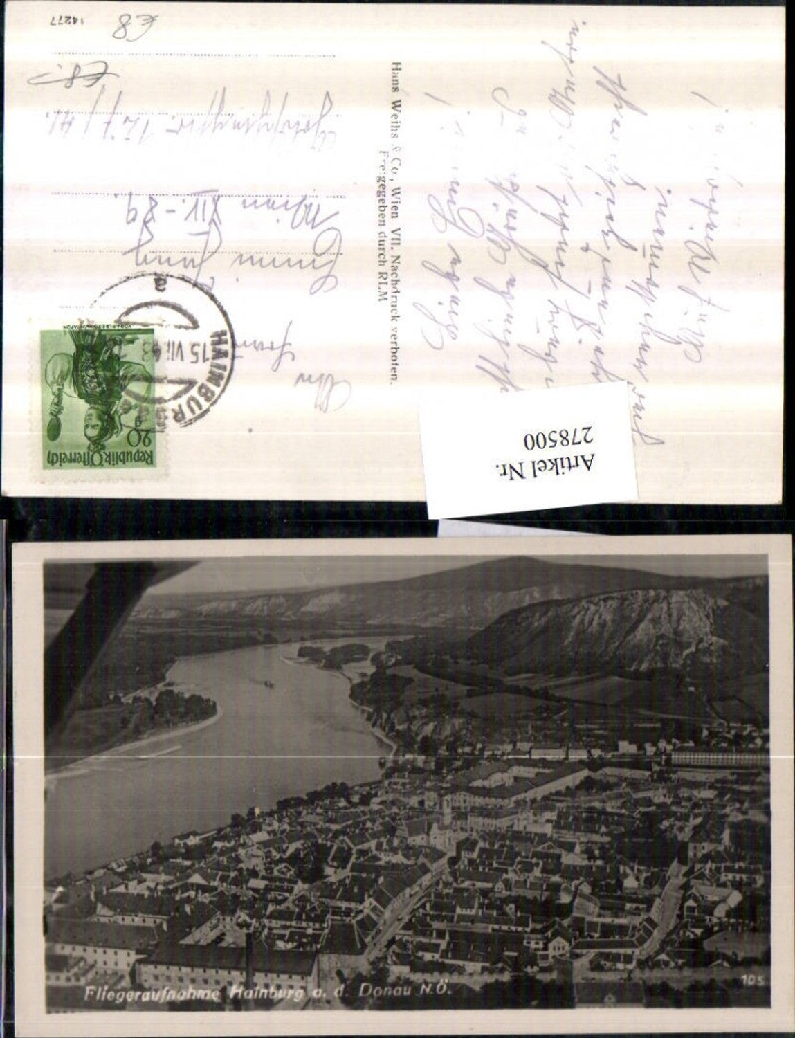 278500,Hainburg an d. Donau Totale Fliegeraufnahme