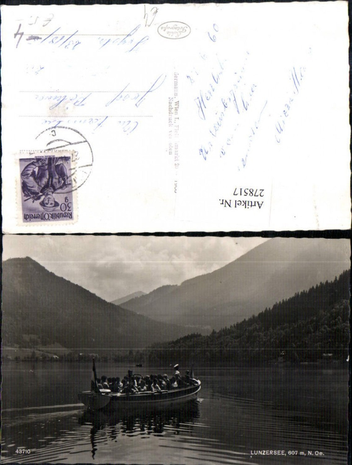 278517,Lunzersee See b. Lunz Motorboot Boot Bergkulisse
