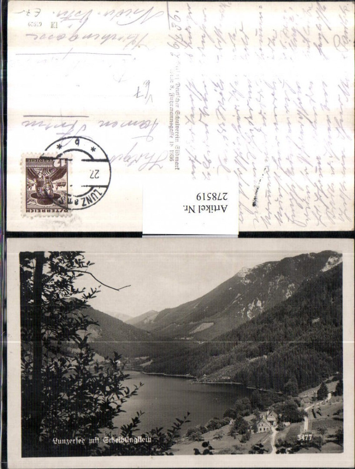 278519,Lunzersee See b. Lunz m. Scheiblingstein Bergkulisse pub Deutscher Schulverein 3477
