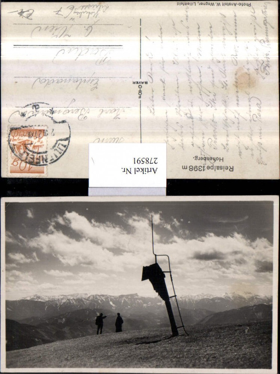 278591,Reisalpe Hohenberg b. Lilienfeld Wegkreuz Bergkulisse