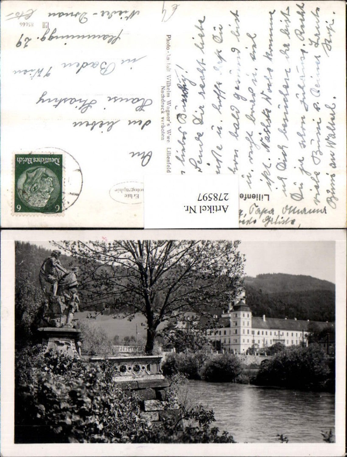 278597,Lilienfeld Blick auf d. Stift Skulptur Statue