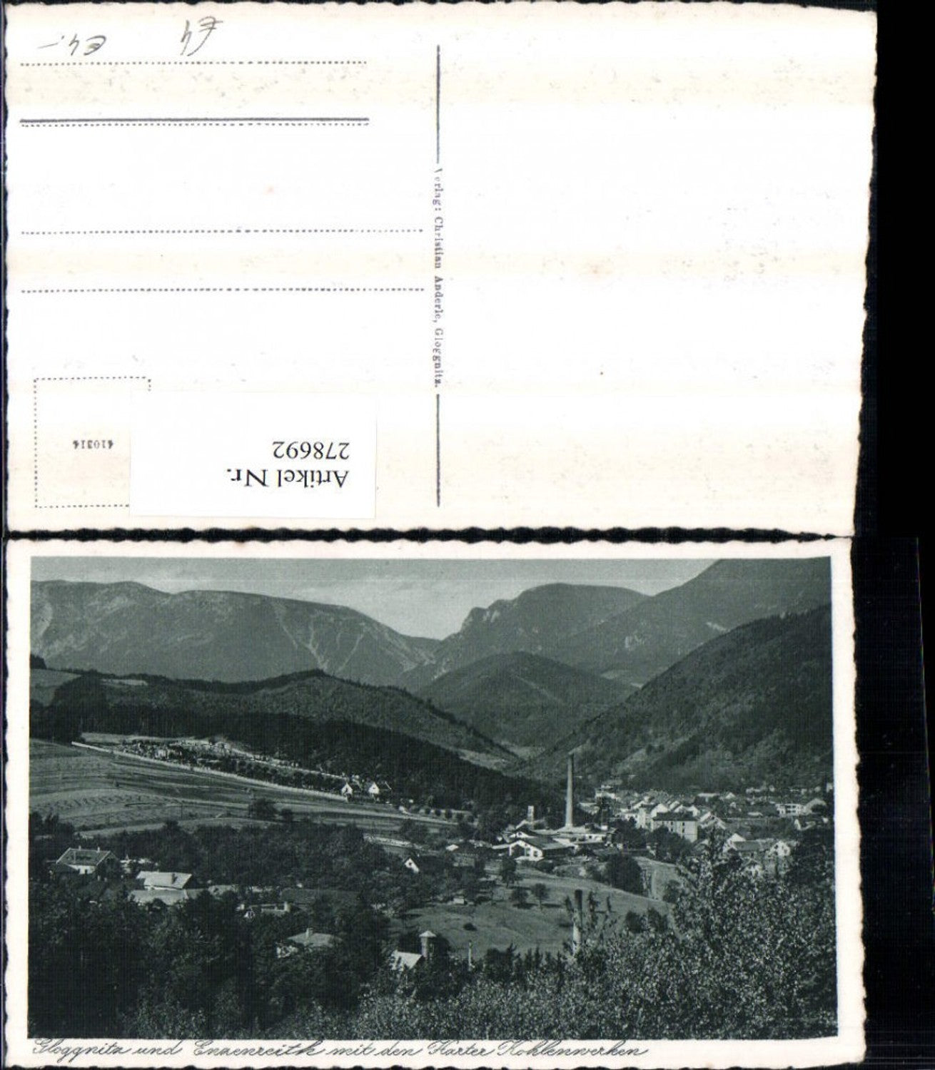 278692,Gloggnitz u. Enzenreith Totale m. d. Harter Kohlenerken Bergkulisse