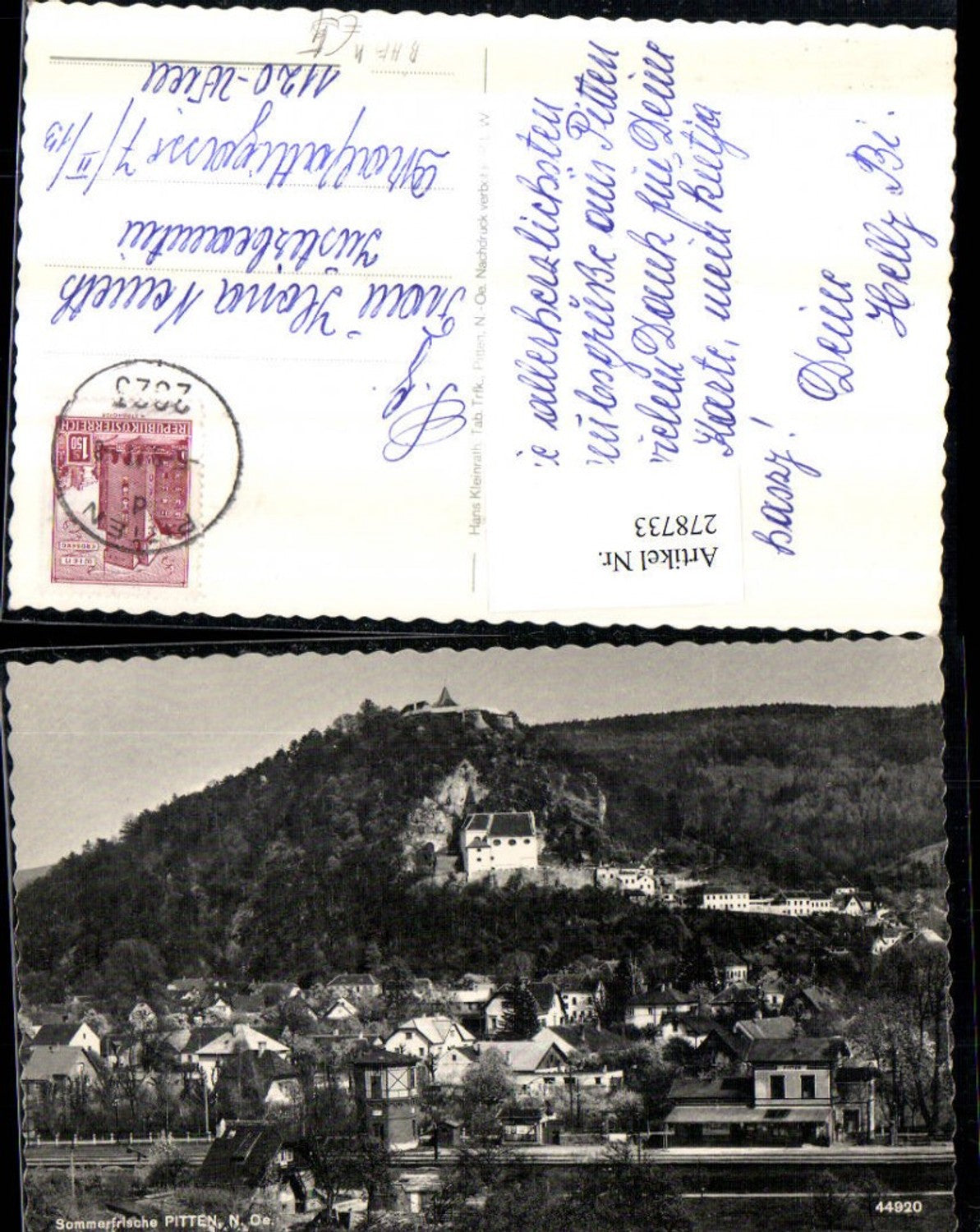 278733,Pitten Totale Kirche Schloss Bahnhof
