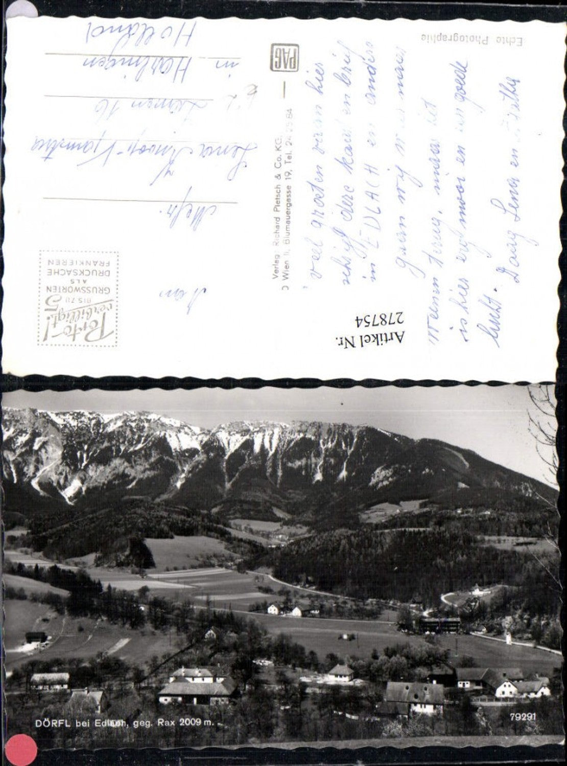 278754,Dörfl b. Edlach Totale geg. Rax Bergkulisse