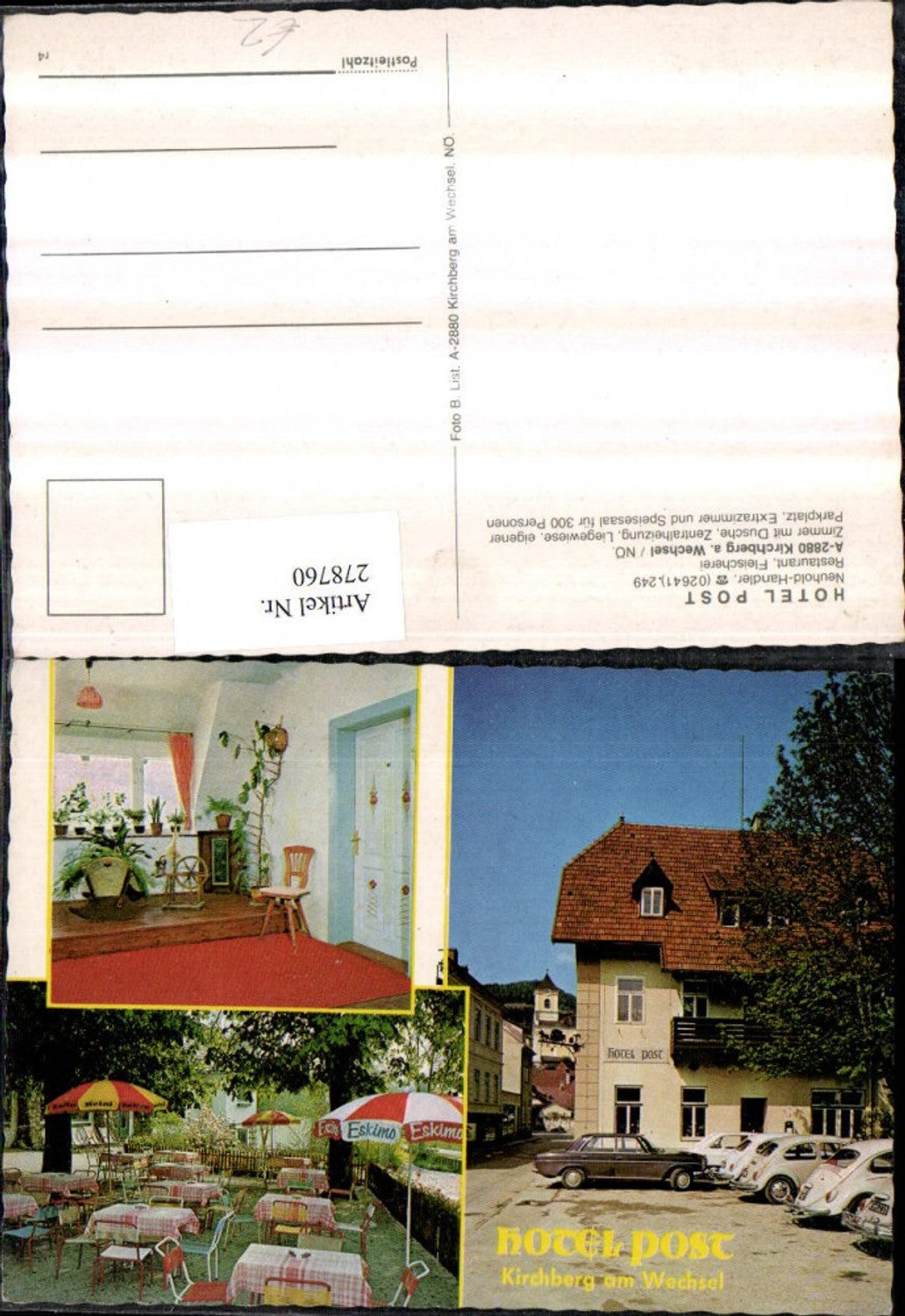 278760,Kirchberg am Wechsel Hotel Post Gartenterrasse Mehrbildkarte