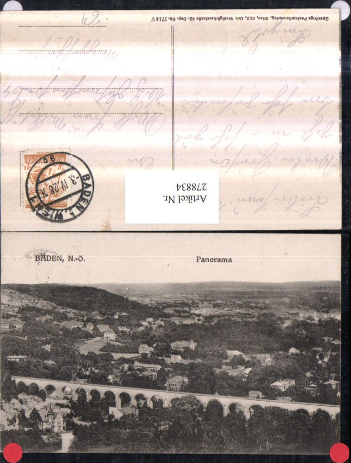 278834,Baden Totale Panorama Viadukt Brücke pub Sperling 1714 V