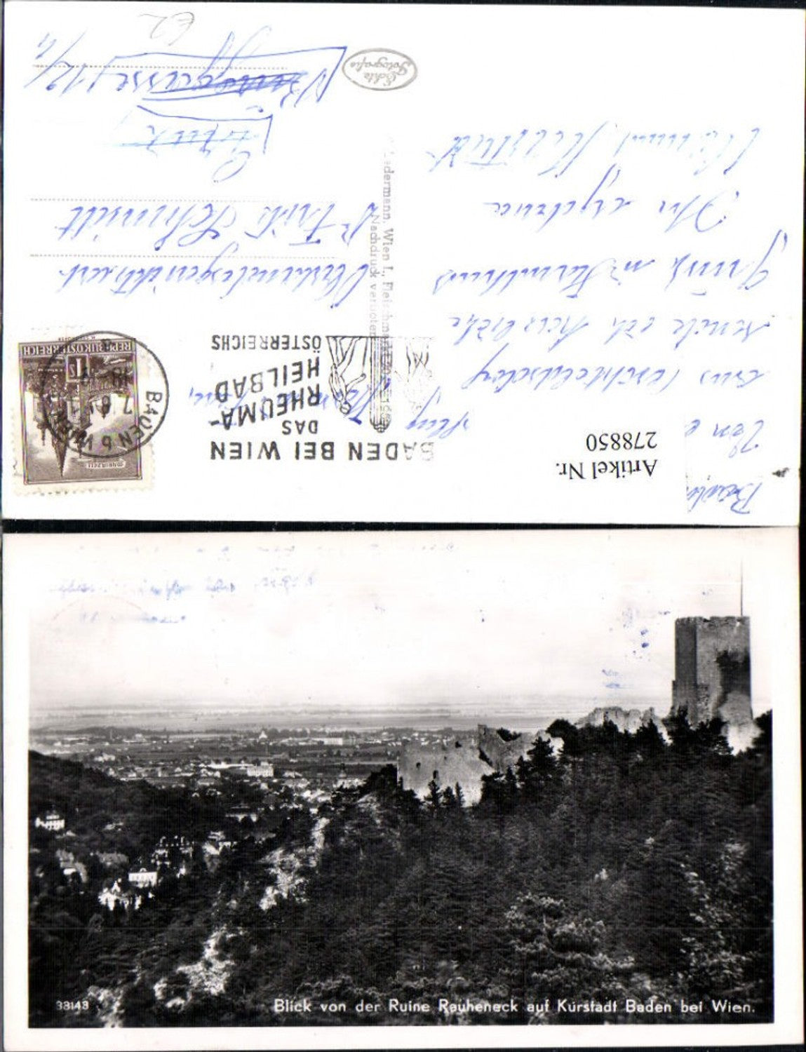 278850,Blick von d. Ruine Rauheneck auf Baden Totale