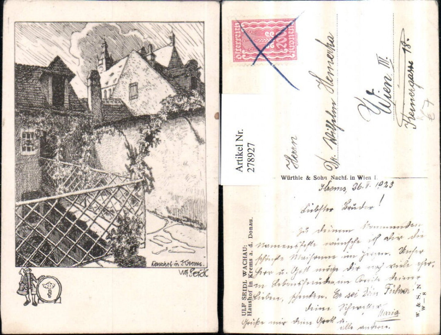 278927,Künstler AK Ulf Seidl Krems an d. Donau Haushof Motiv