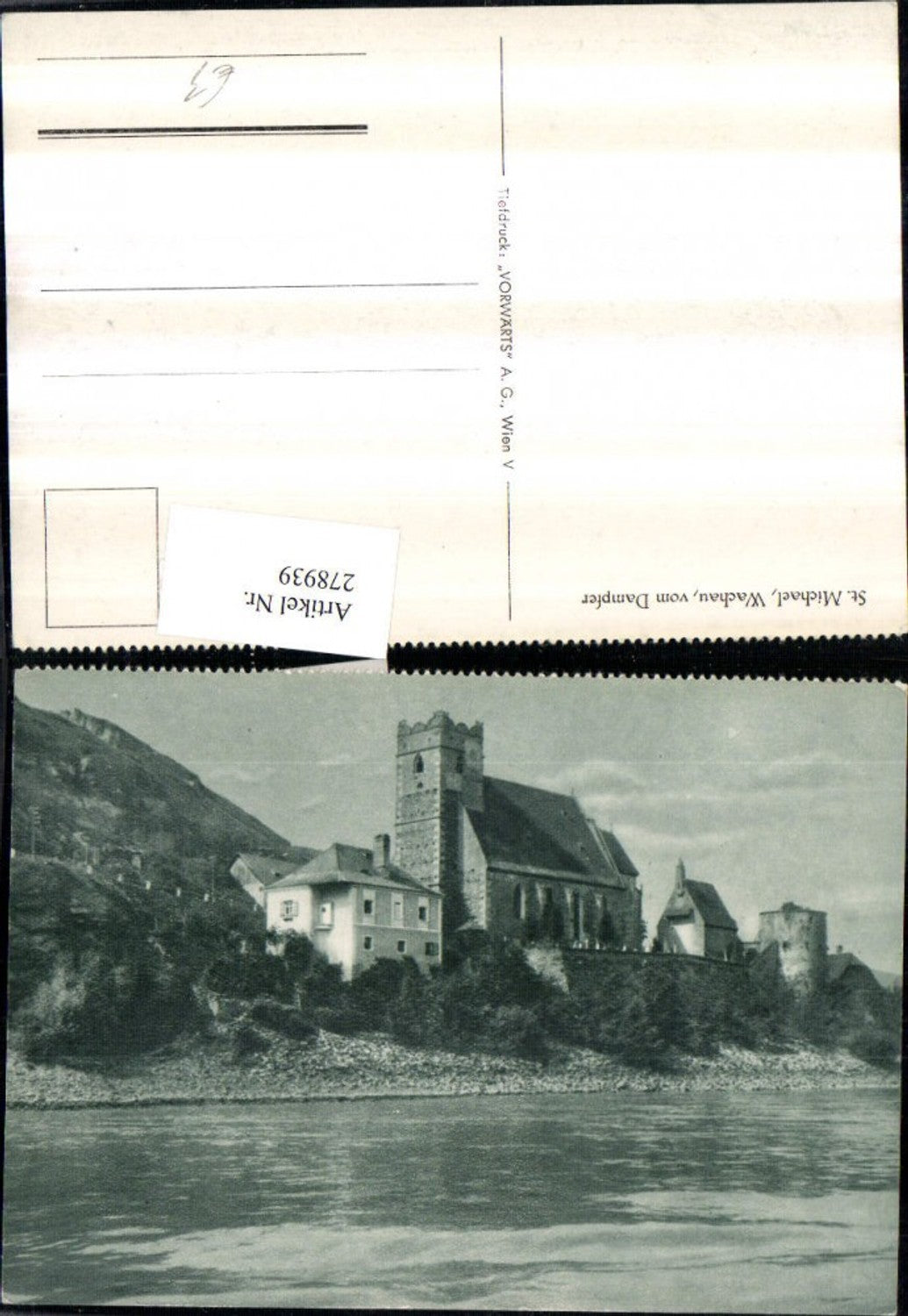 278939,St. Michael in d. Wachau Kirche vom Dampfer aus gesehen