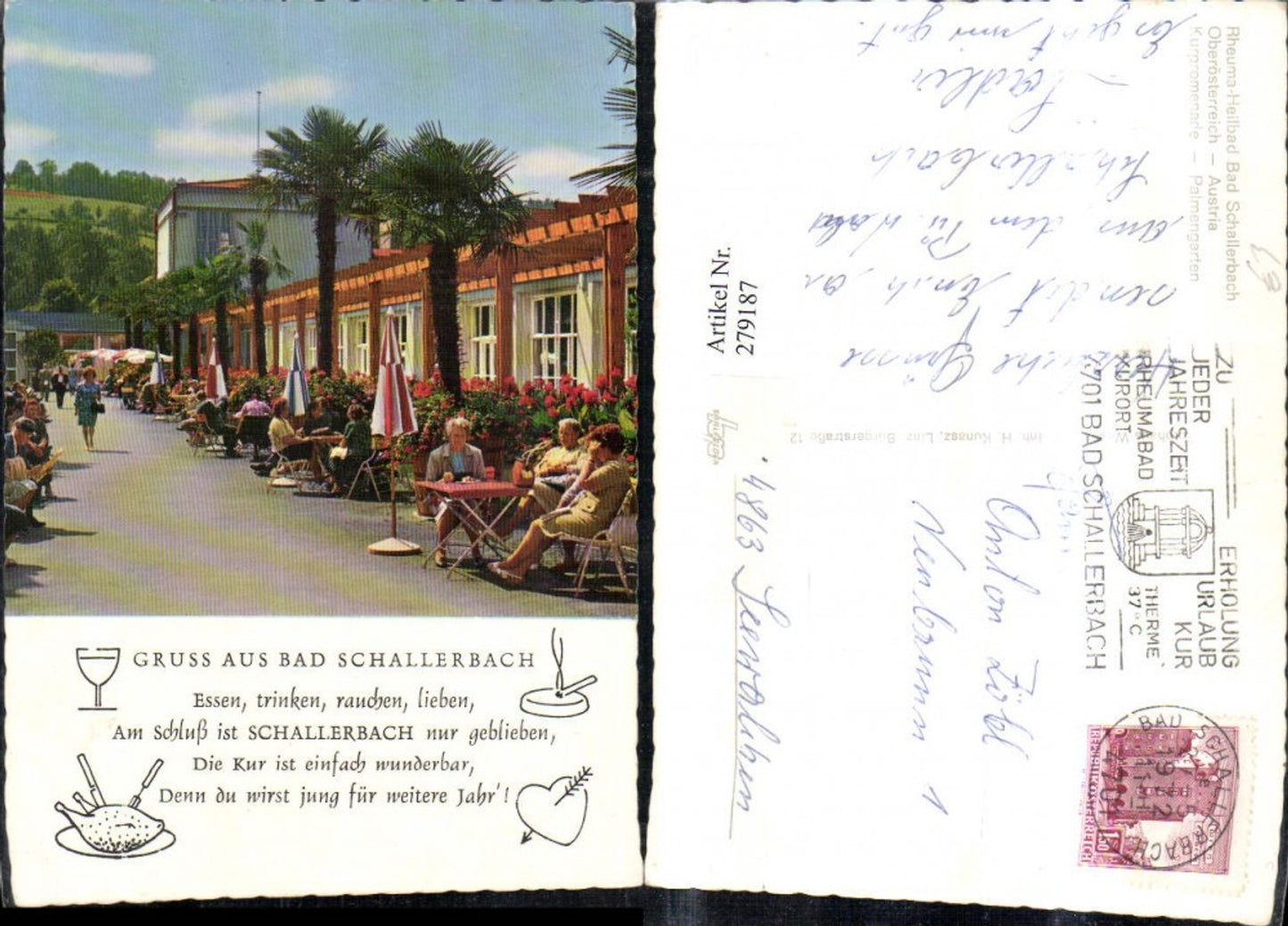279187,Gruß aus Bad Schallerbach Kurhaus Promenade Text