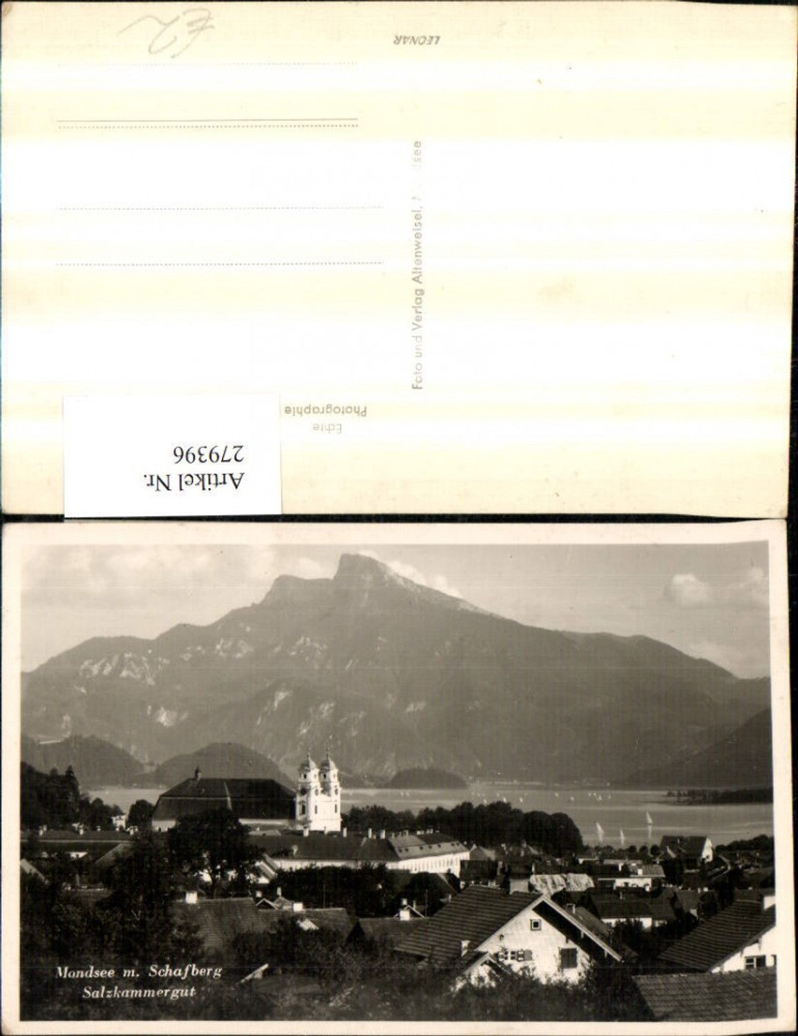 279396,Mondsee Totale m. Schafberg Bergkulisse