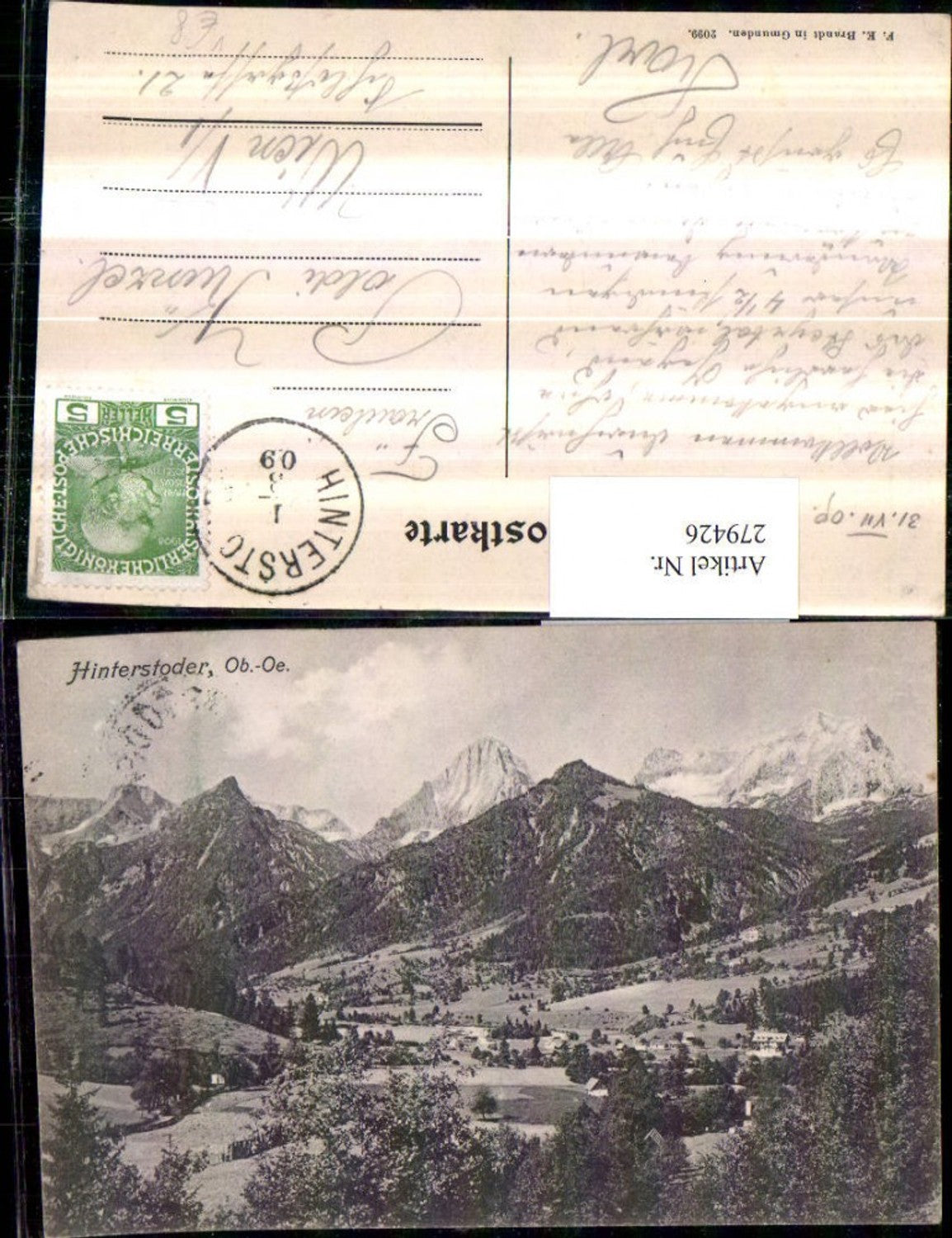 279426,Hinterstoder Totale Bergkulisse pub F. E. Brandt 2099