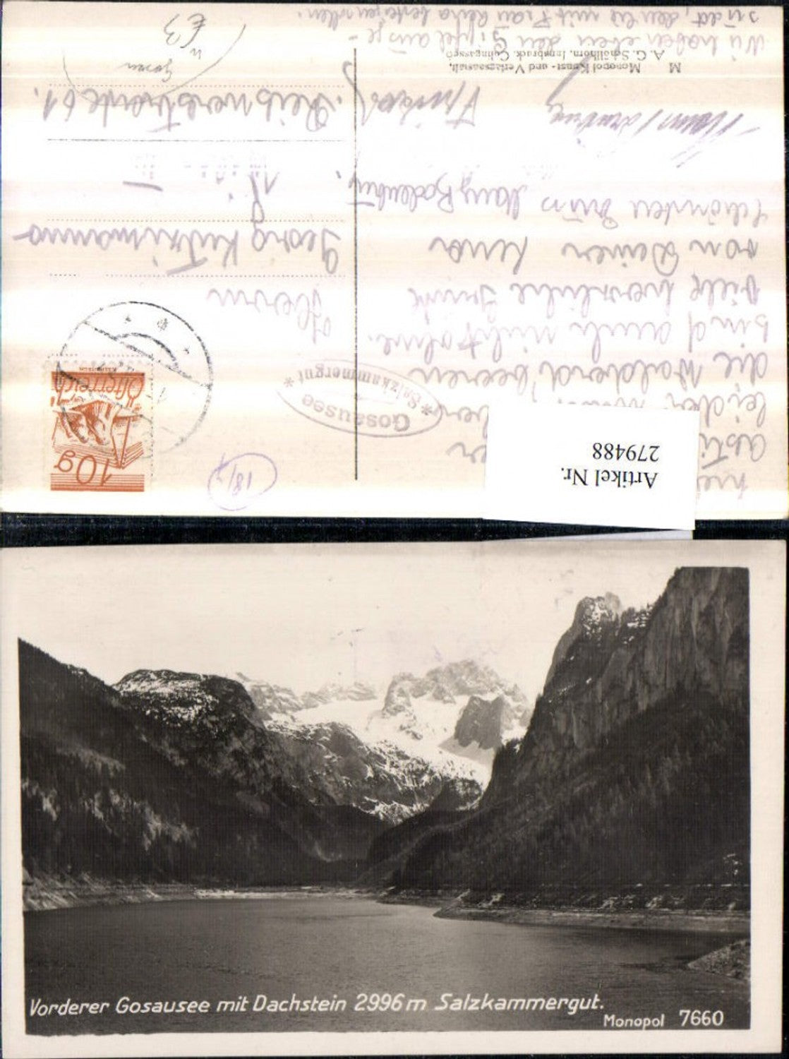 279488,Vorderer Gosausee See m. Dachstein b. Gosau Bergkulisse