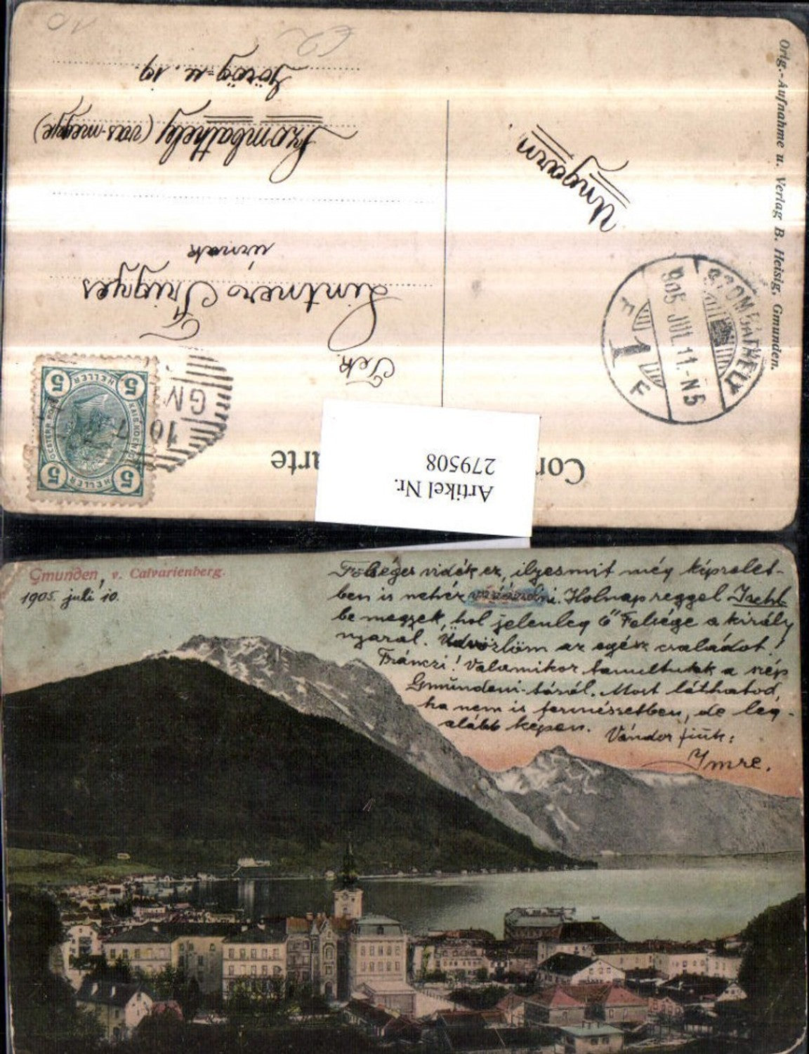 279508,Gmunden Totale vom Kalvarienberg Bergkulisse