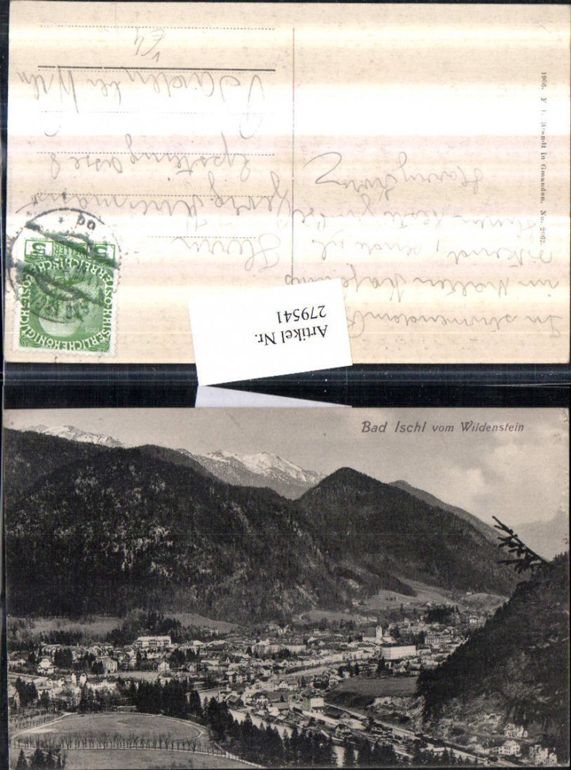 279541,Bad Ischl Totale vom Wildenstein Bergkulisse pub F. E. Brandt 2062