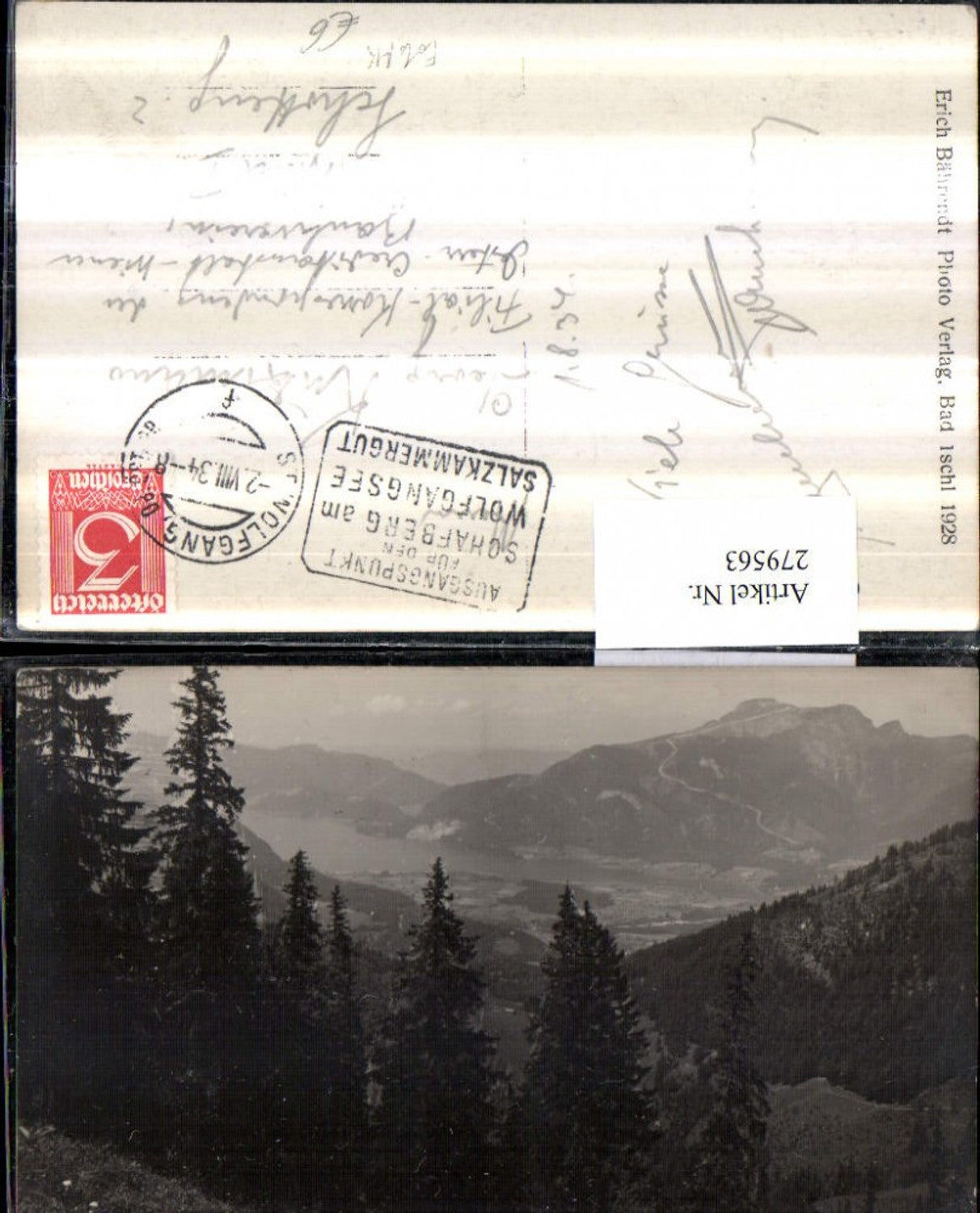 279563,Foto AK Ausblick vom Schafberg b. St. Wolfgang Bergkulisse